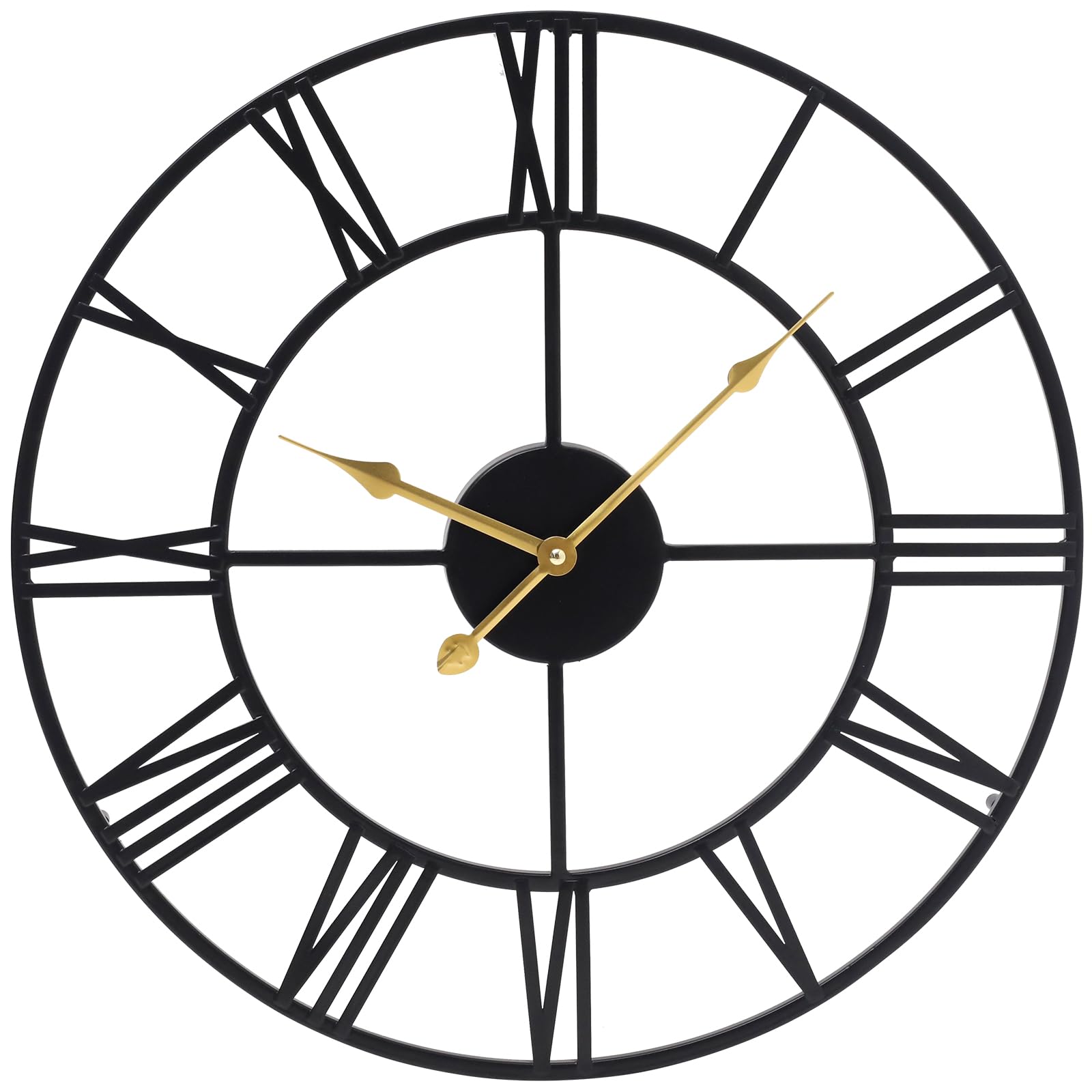 SwallowLiving18 Inch Metal Large Wall Clock for Living Room Decor Battery Operated Silent Black Wall Clocks with Roman Numerals