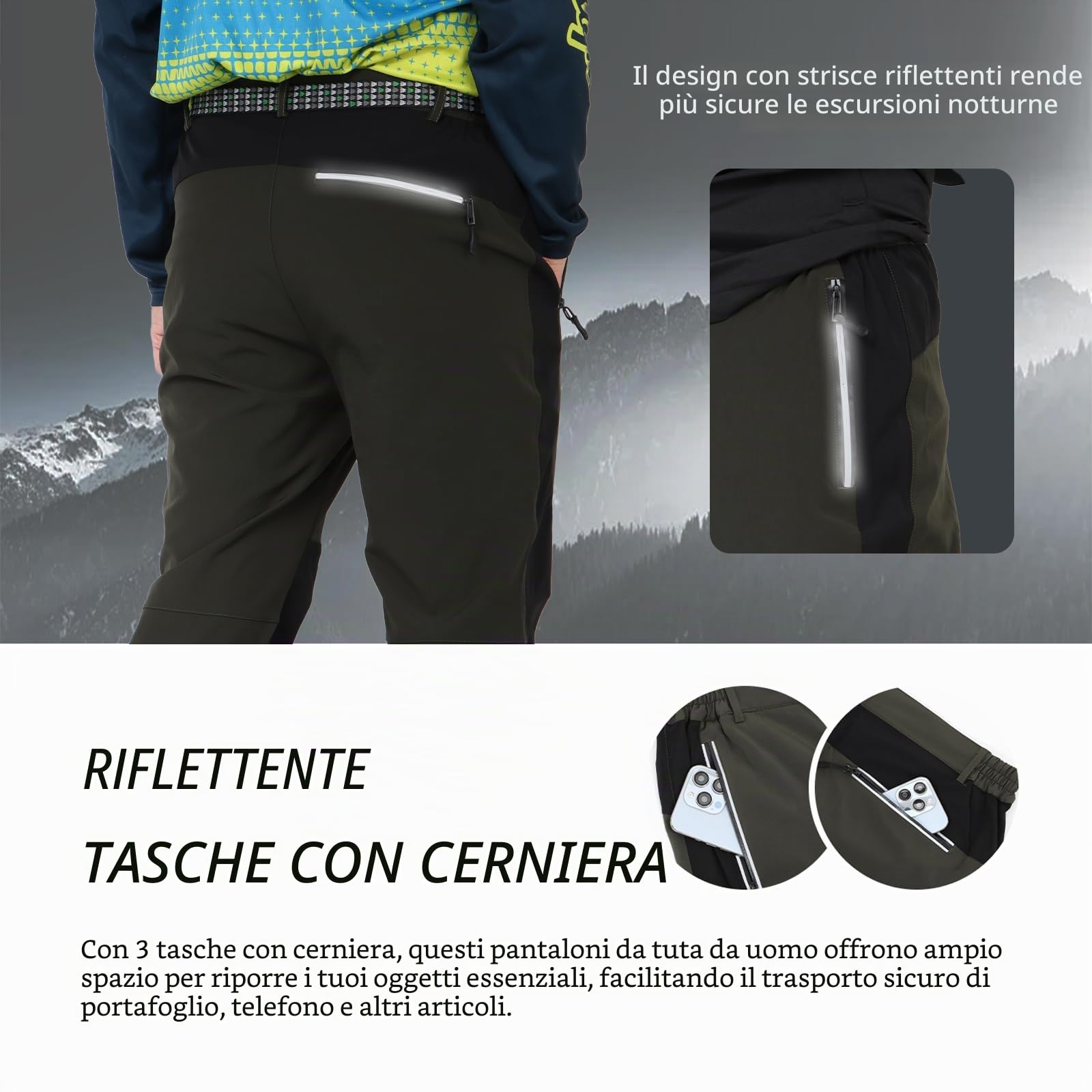 BWBIKE Pantaloni da Trekking da Uomo Pantaloni da Lavoro Leggeri da Esterno Pantaloni Cargo Elasticizzati Resistenti all'Acqua Pantaloni da Pesca da Campeggio Sportivi da Uomo