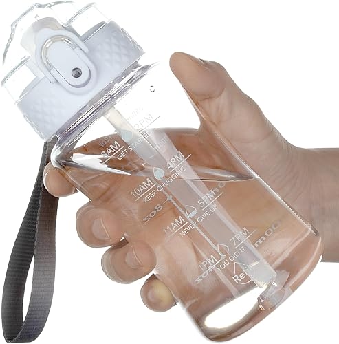 Botella de agua de 12 oz con popote y 10 calcomanías, sin BPA, motivacionales con marcador de tiempo y medidas, sin fugas, se abre con un clic, Botella de agua de 12 oz con popote y 10 calcomanías, sin BPA, motivacionales con marcador de tiempo y medidas, sin fugas, se abre con un clic,