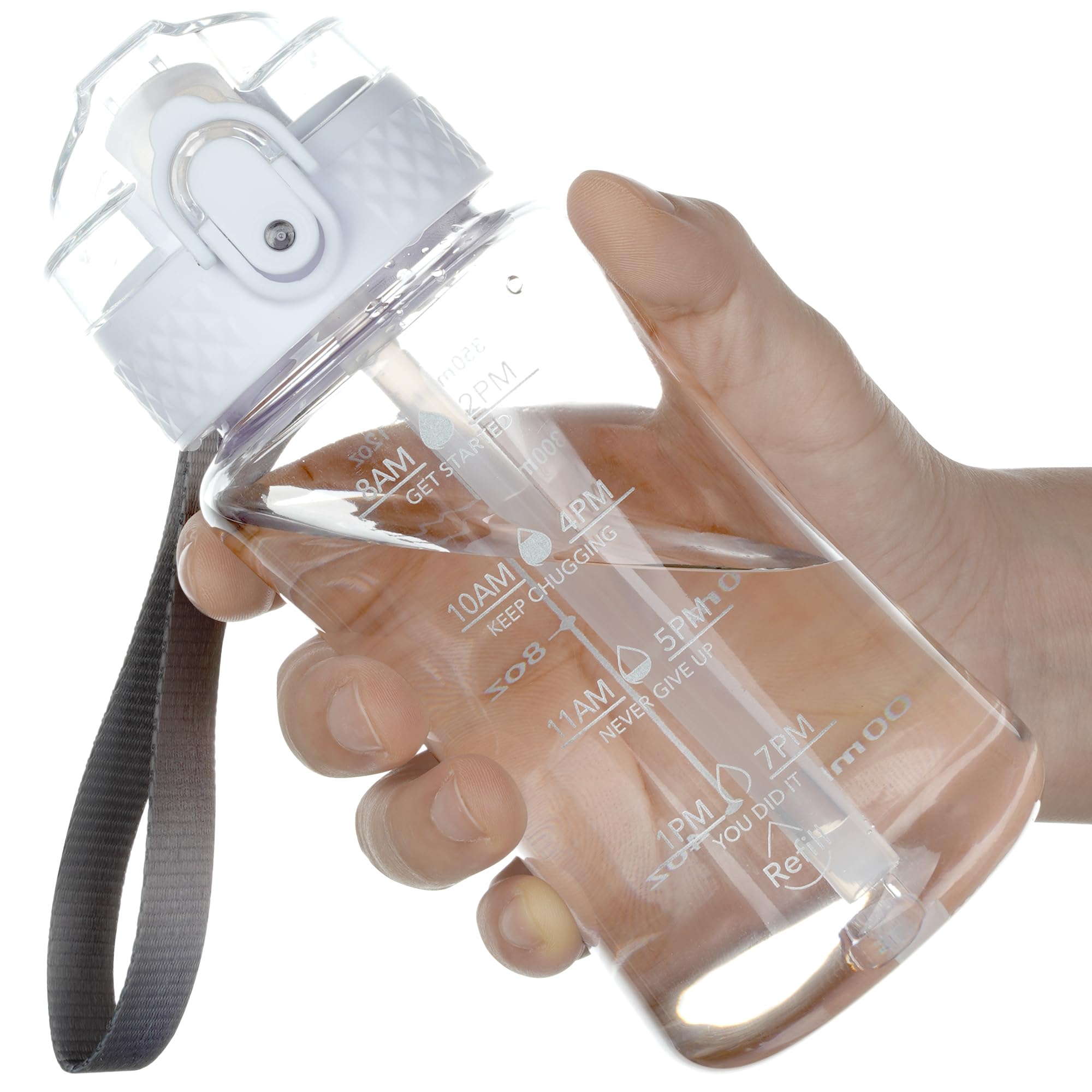 OLDLEY 12oz Kids Motivational Water Bottle Silicone Straw Leak-Proof Tritan BPA-Free Reusable for School Girls Boys Clear