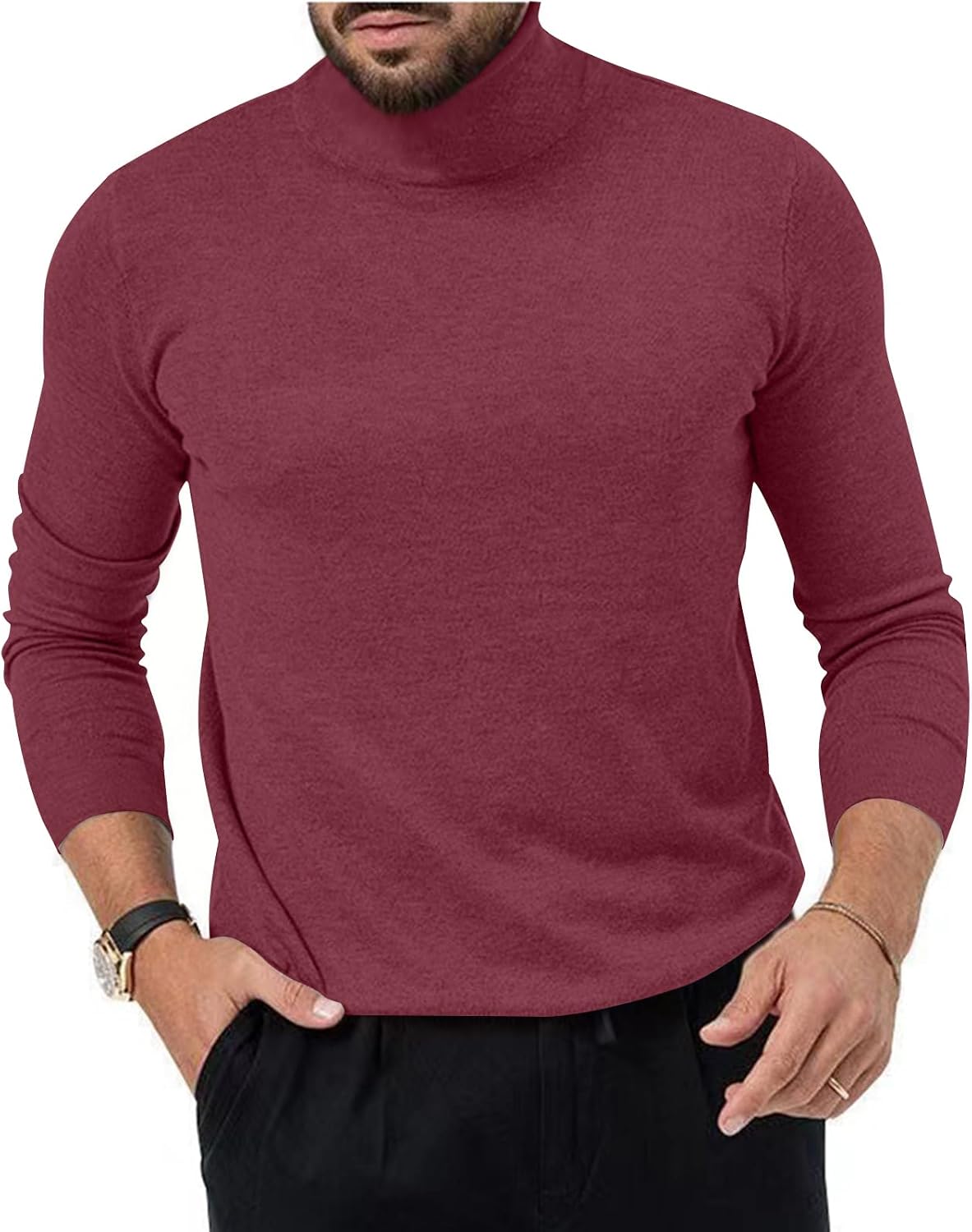 Ymosrh Men's Turtle Neck Shirts Long Sleeve Fall Winter Basic Thermal Undershirts, S-2XL