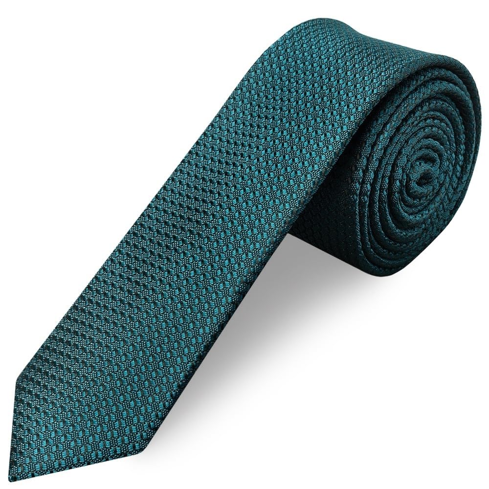 TIES R US Teal Textured Skinny Tie