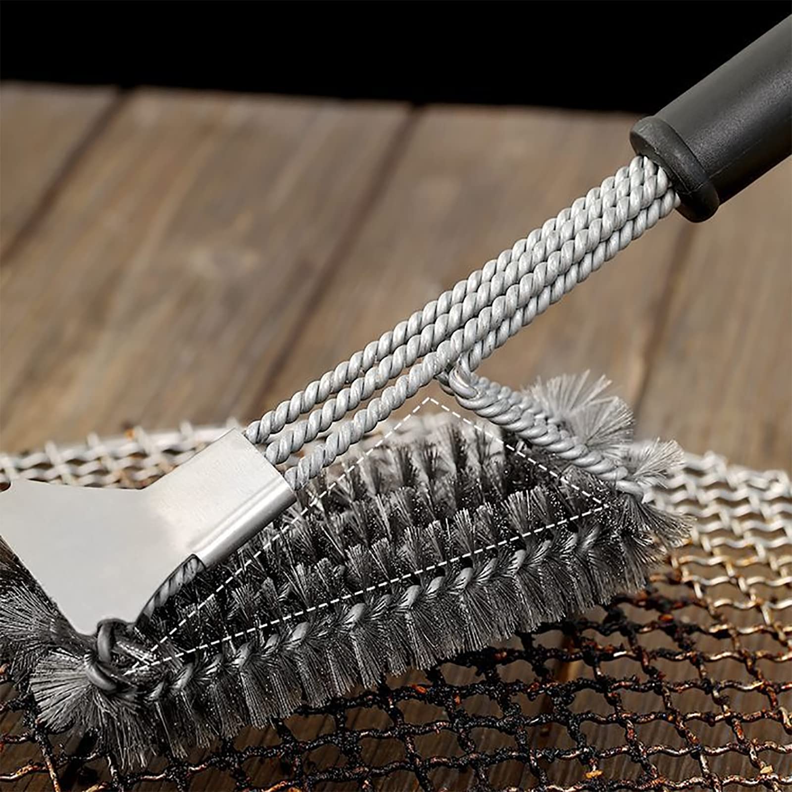 Spazzola e raschietto per griglia metallica, kit di spazzole sicure in acciaio inossidabile, spazzola per la pulizia della griglia per barbecue per gas Weber, carbone di legna, porcellana, ghisa e tut