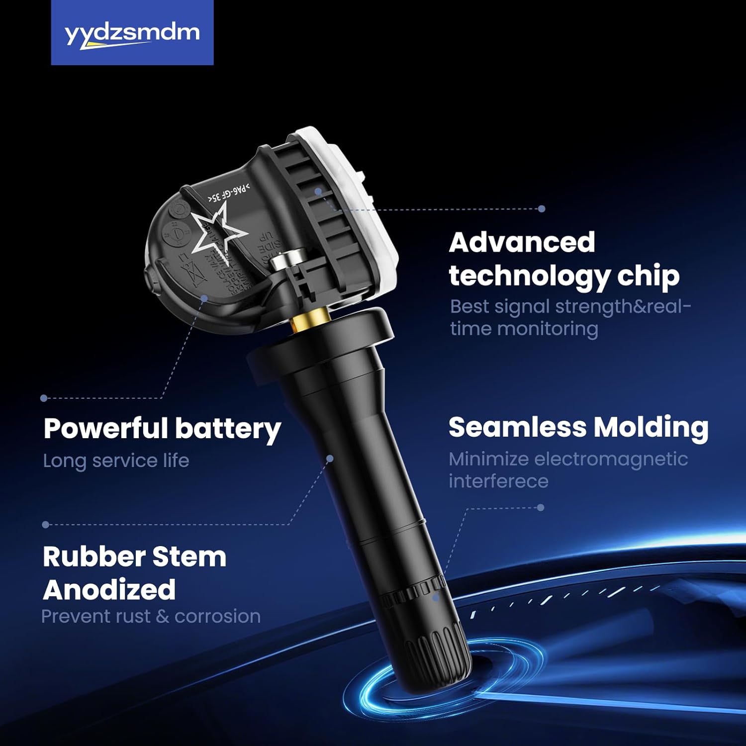 Pre-Programmed TPMS Sensor,315Mhz Tire Pressure Monitoring Sensor Compatible with:-GMC Sierra07-19/Sierra 1500 07-18/Yukon07-20/Terrain10-20/Acadia07-16/Canyon13-22 OE#13598771(Set of 4)