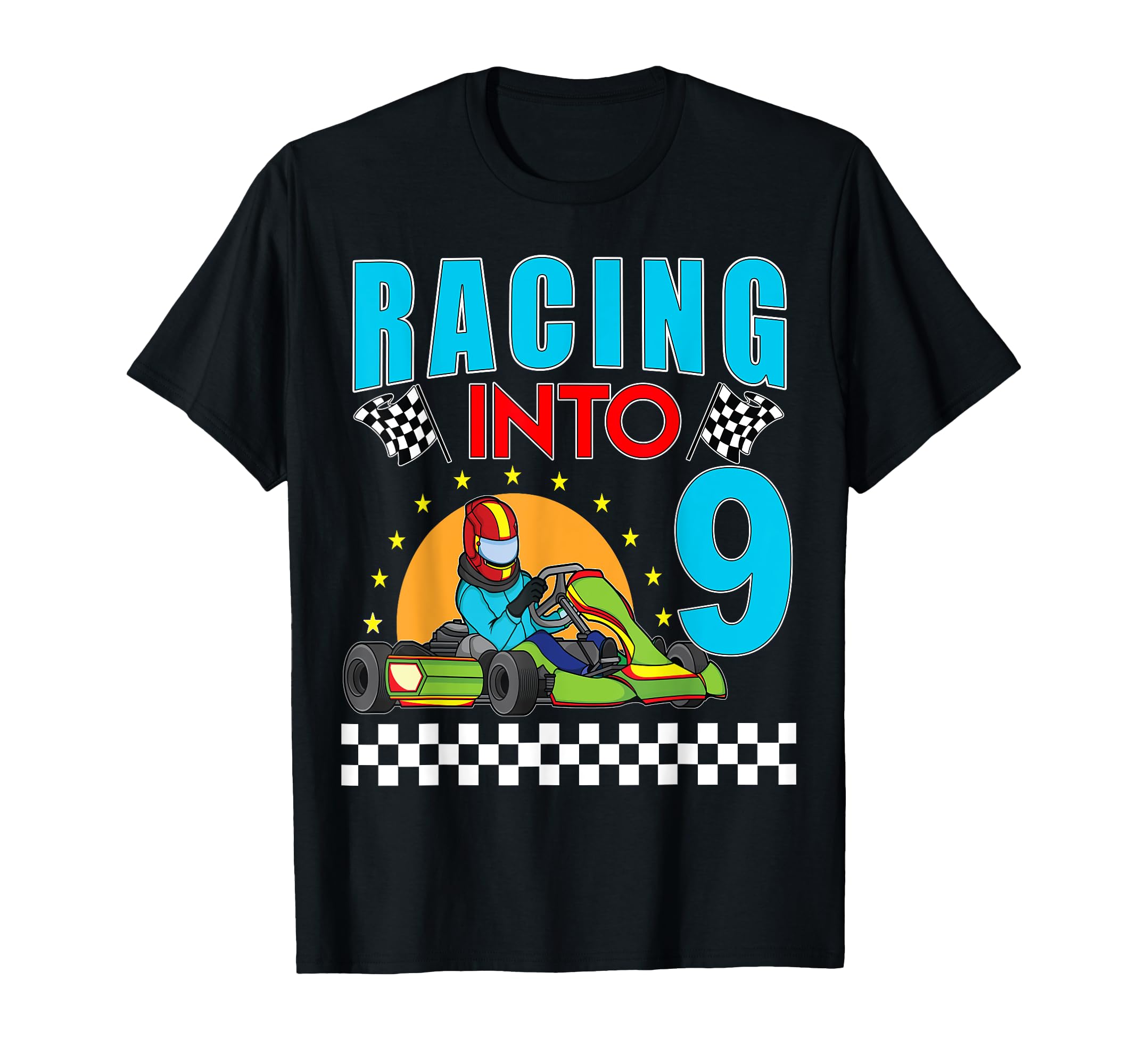Racing into 9 Go Kart Racing Go-Kart 9th Birthday Racing T-Shirt