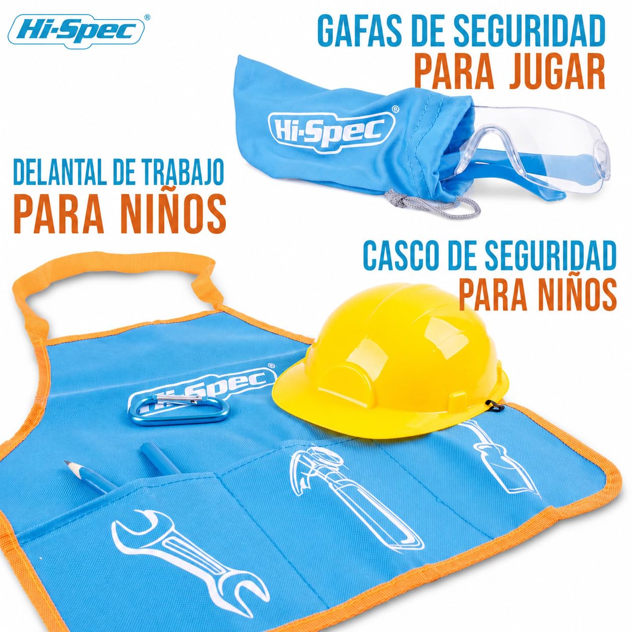 Hi-Spec Bolsa de Herramientas Reales para Niños para Aprendizaje DIY, Azul
