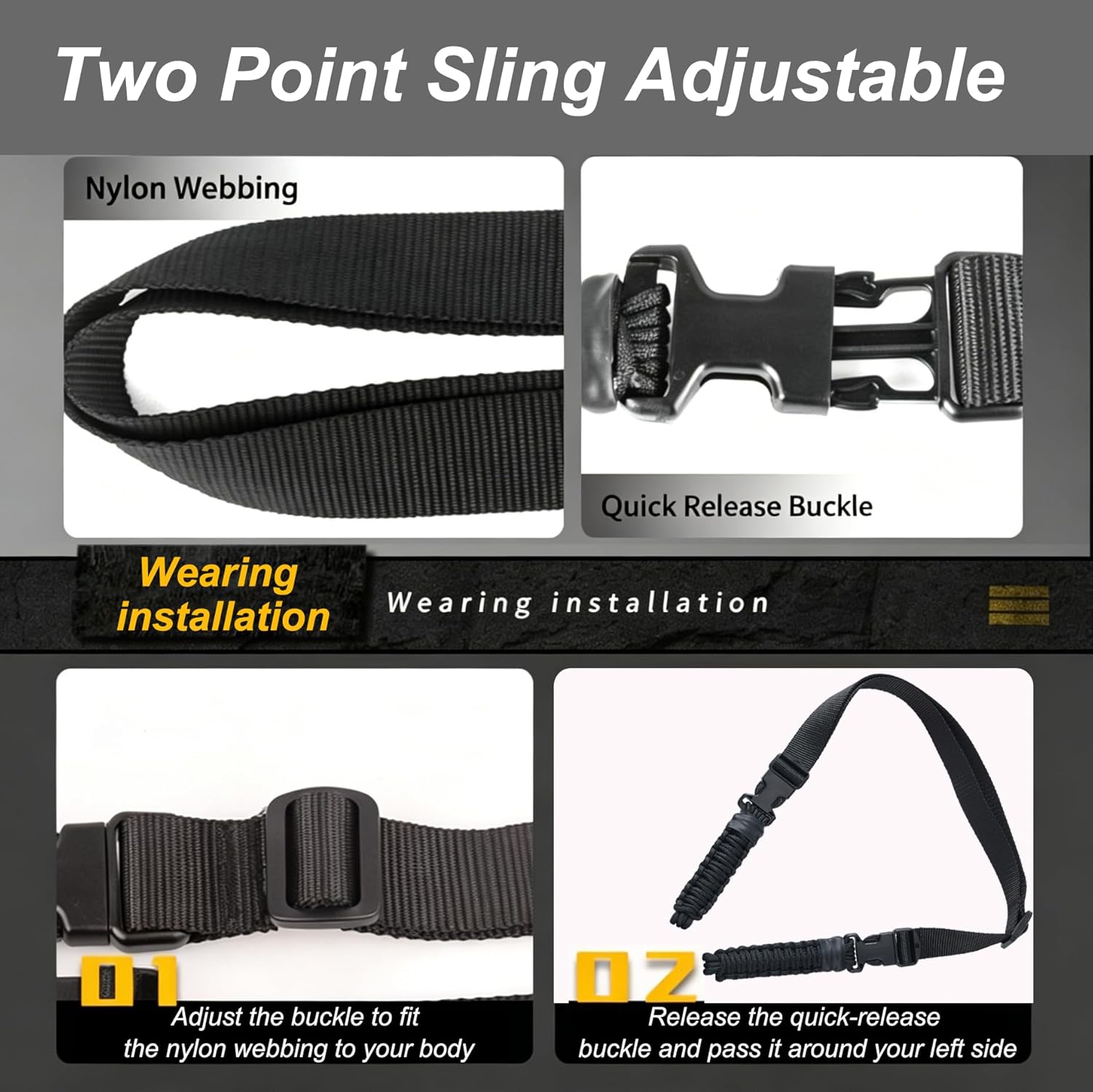 Two Point and Traditional Sling for Outdoor Black