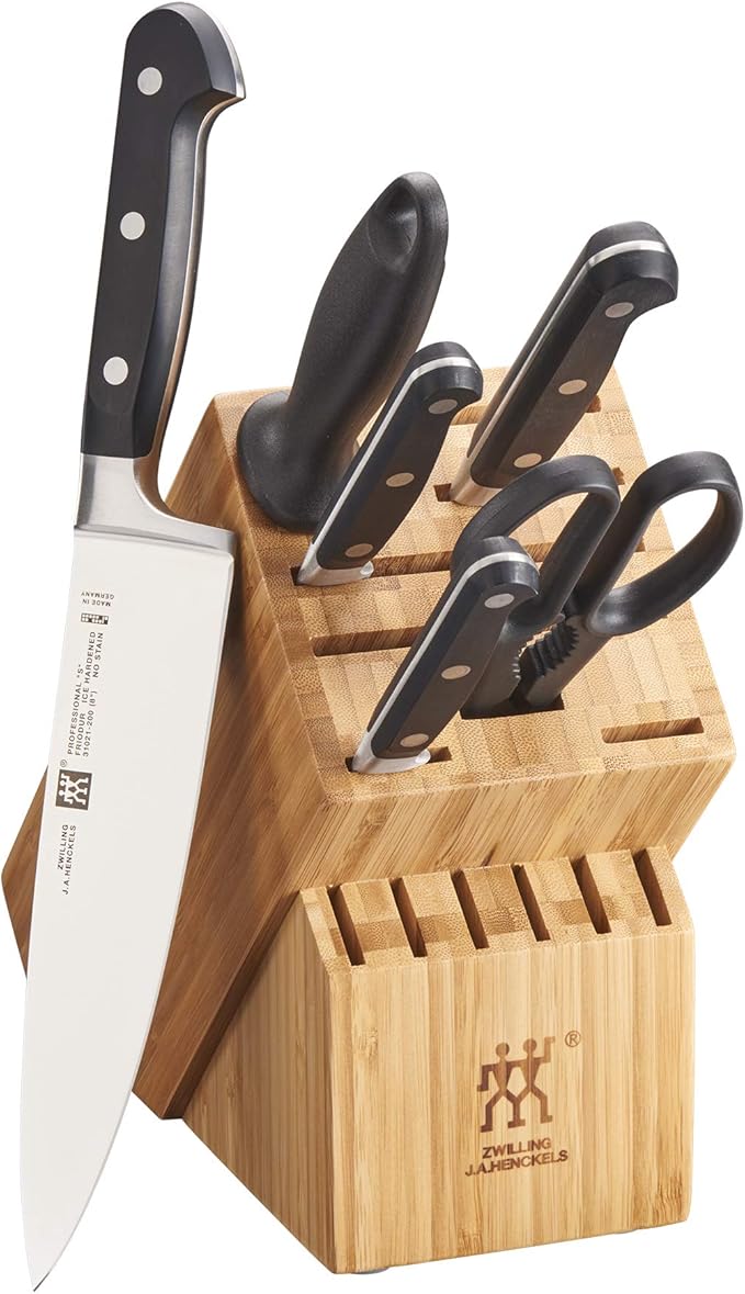 ZWILLING Professional S 7-Piece Razor-Sharp German Block Knife Set, Made in Company-Owned German Factory with Special Formula Steel perfected for almost 300 Years, Dishwasher Safe