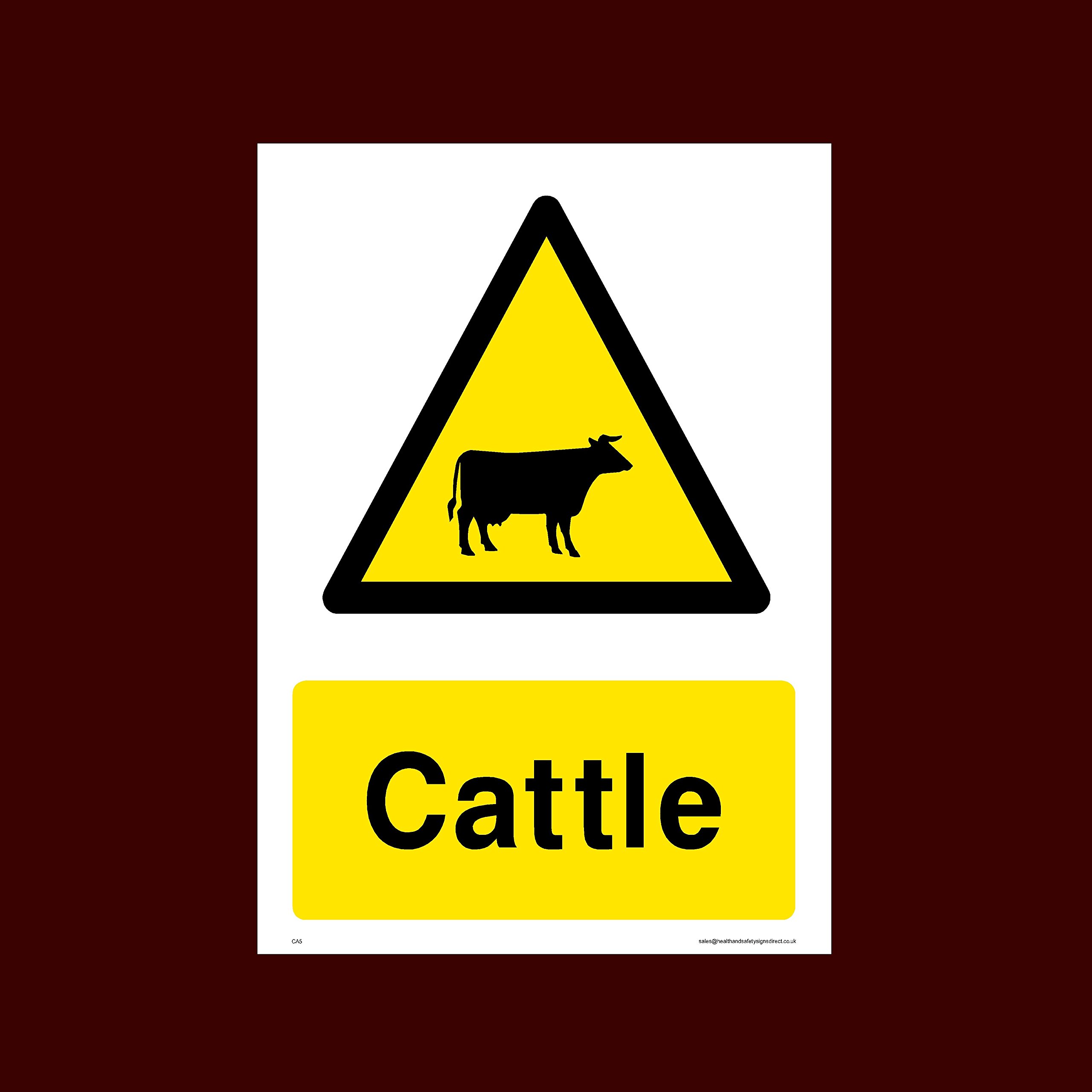 Ussp&S Cattle Plastic Sign - Warning, Farm, Dogs, Agriculture, Cattle, Sheep, Bull - (Ca5)