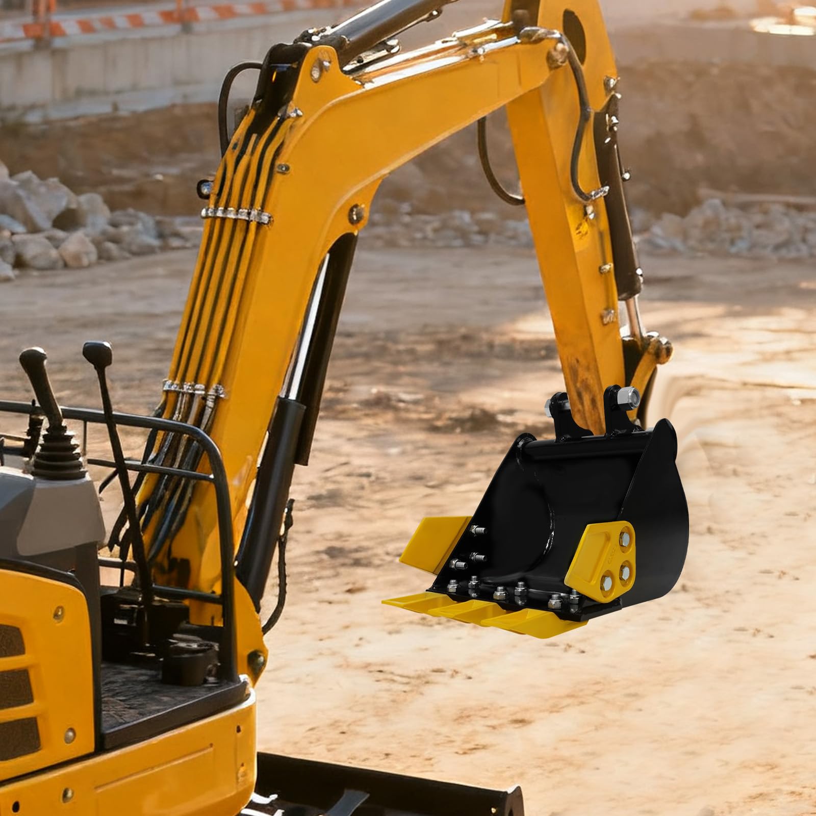 30cm Baggerlöffel für Minibagger, Metall-Grabenbagger mit Metallzähnen Passend für 800-1500kg Minibagger, Tieflöffel Baggerschaufel, Anbaugerät für Minibagger