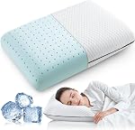 Soft Memory Foam Pillow,Gel Pillow for Sleeping,Ventilated and Breathable Cooling Pillow,Oreiller Mousse Memoire,Oeko-TEX & CertiPUR-US Double Certification,60x36x13cm (1 Pack)