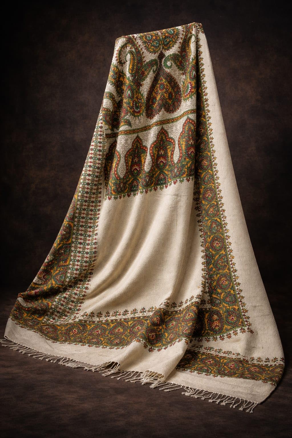 Women's Ethnic Wool Shawl | Multicolor Woven Pattern, Warm Winter Wrap, Designer Traditional Stole for Saree, Suit & Party-image-18