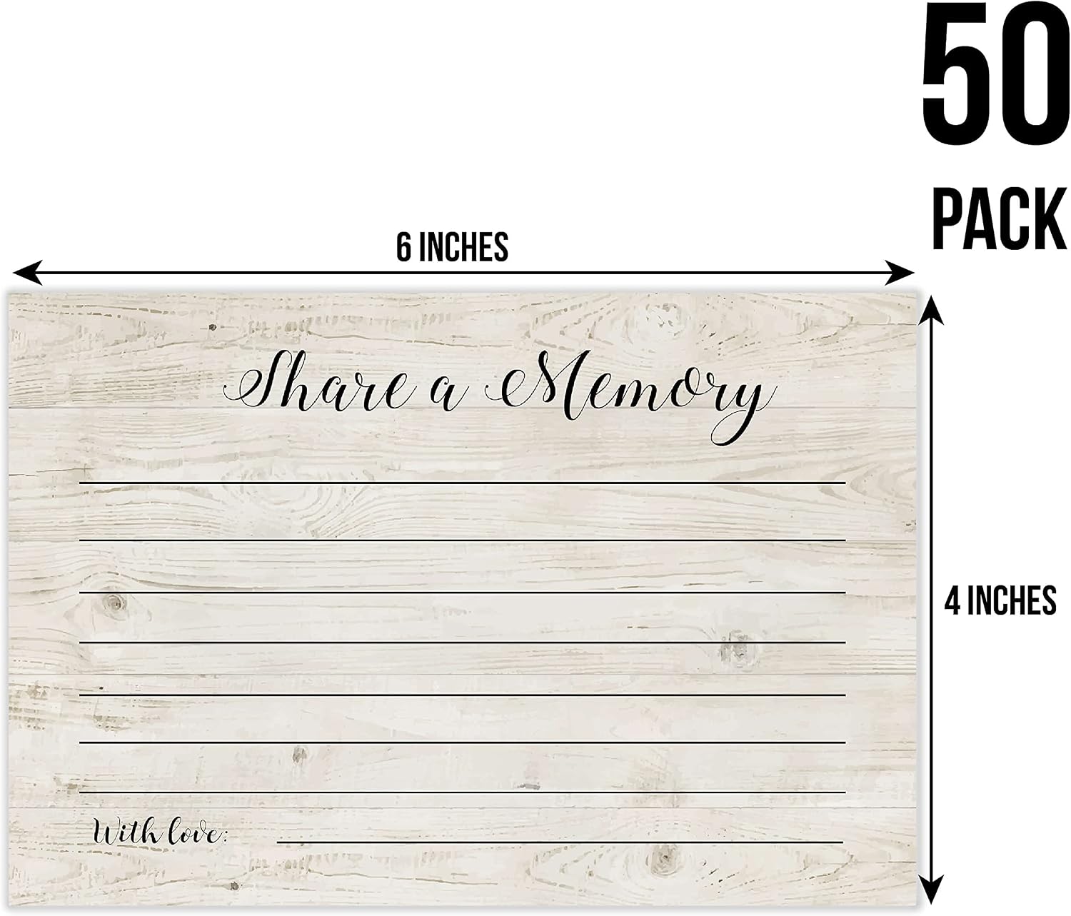 Share A Memory Cards, 50 Rustic Wood Cards and Sign for Wedding Shower, Birthday, Celebration of Life, Funeral, Retirement - Image 5