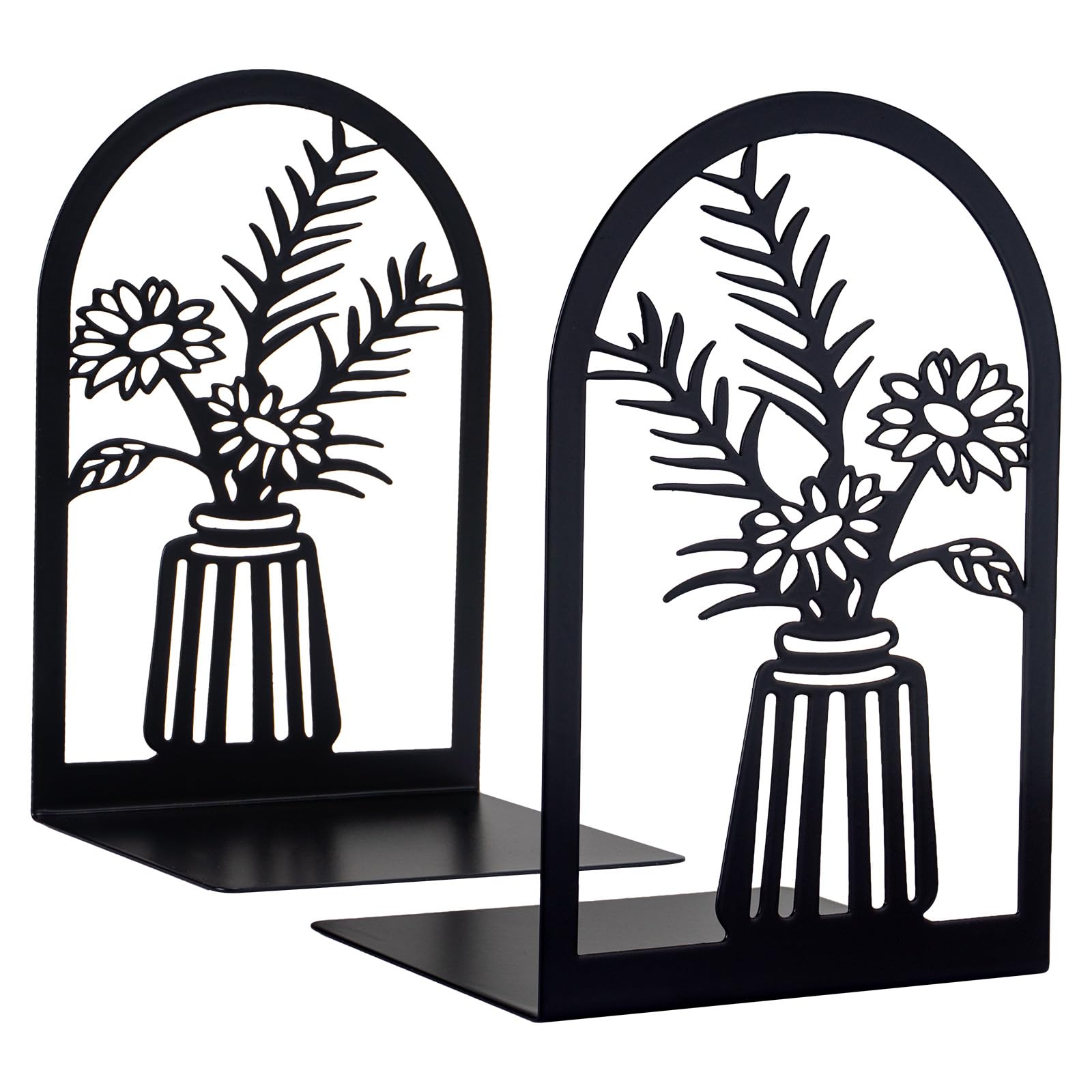 Metal Book Ends, Heavy Duty Bookends, 1 Pairs Black Book End Holder for Shelves, Decorative Tree Unique Design Book Stand Stoppers Supports for Home Office Library Bookshelf Heavy Books