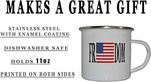 Miniatura 4 de Rogue River Tactical Taza de café esmaltada con bandera de la libertad de los Estados Unidos, regalo para veterano militar o patriótico americano