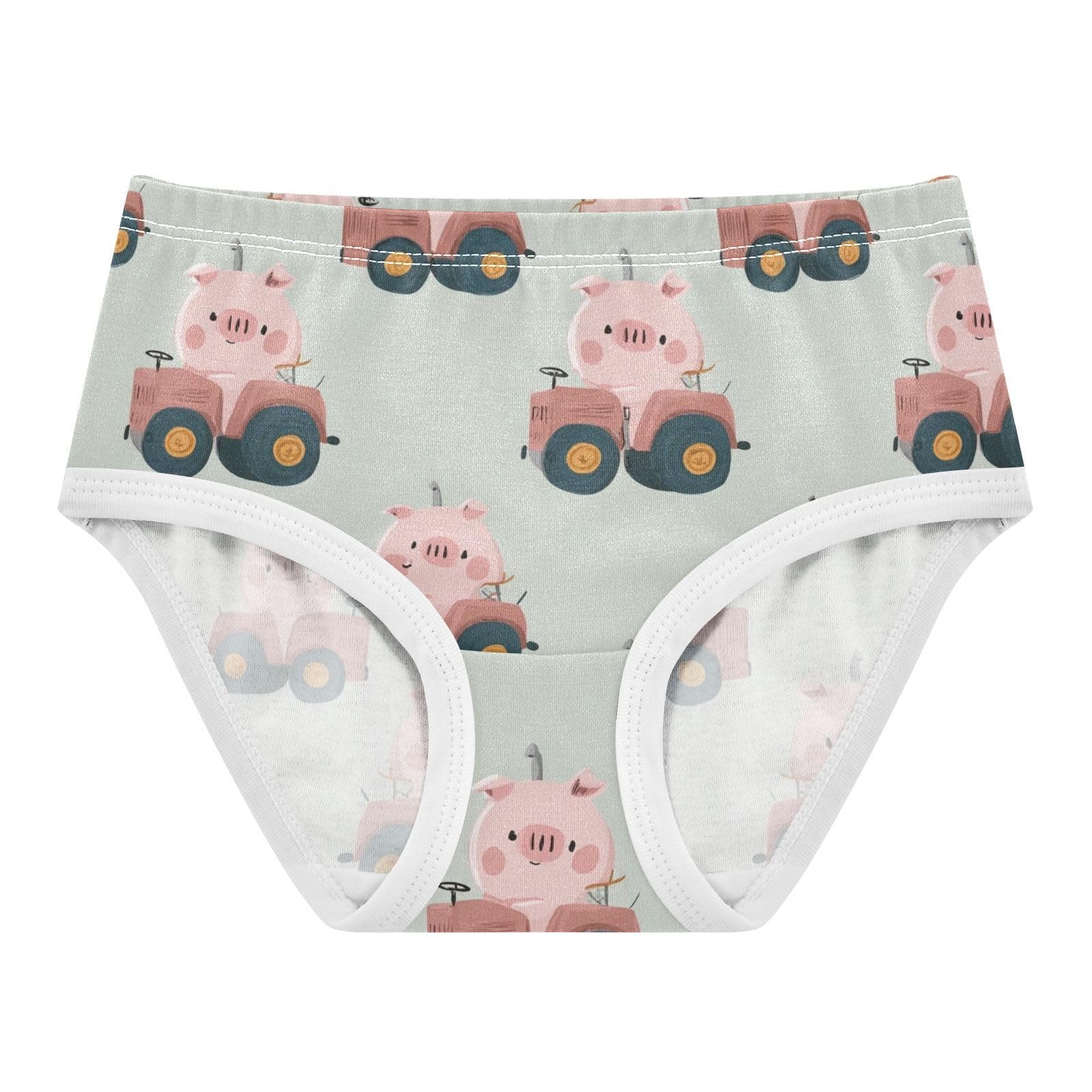 Wusikd Cute Pig Tractor Girls Underwear Cotton Girls Briefs Soft Toddler Underwear 2T