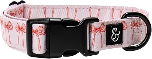 Lucy & Co. Collar de perro con lazos de ballet, collar de diseño ligero y duradero para mascotas, hebilla de seguridad metálica ajustable, lazos