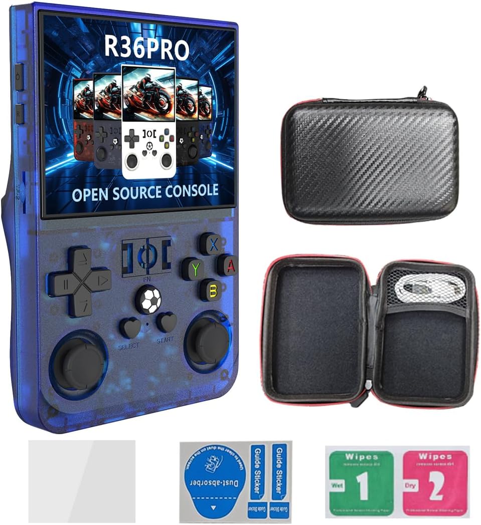 Actualia R36S PRO Handheld Game Console and accessories
