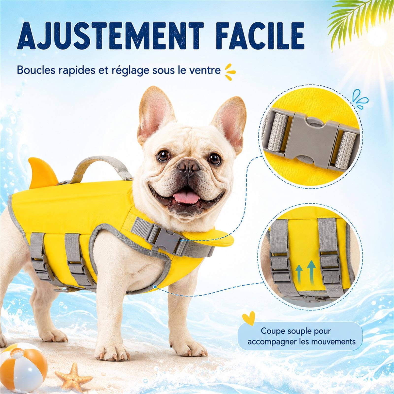 Gilet De Sauvetage Chien, Bouee Chien Piscine，XXL | Bouée Chien avec Poignée et pour Petit Et Moyen Animal Piscine Plage Extérieur