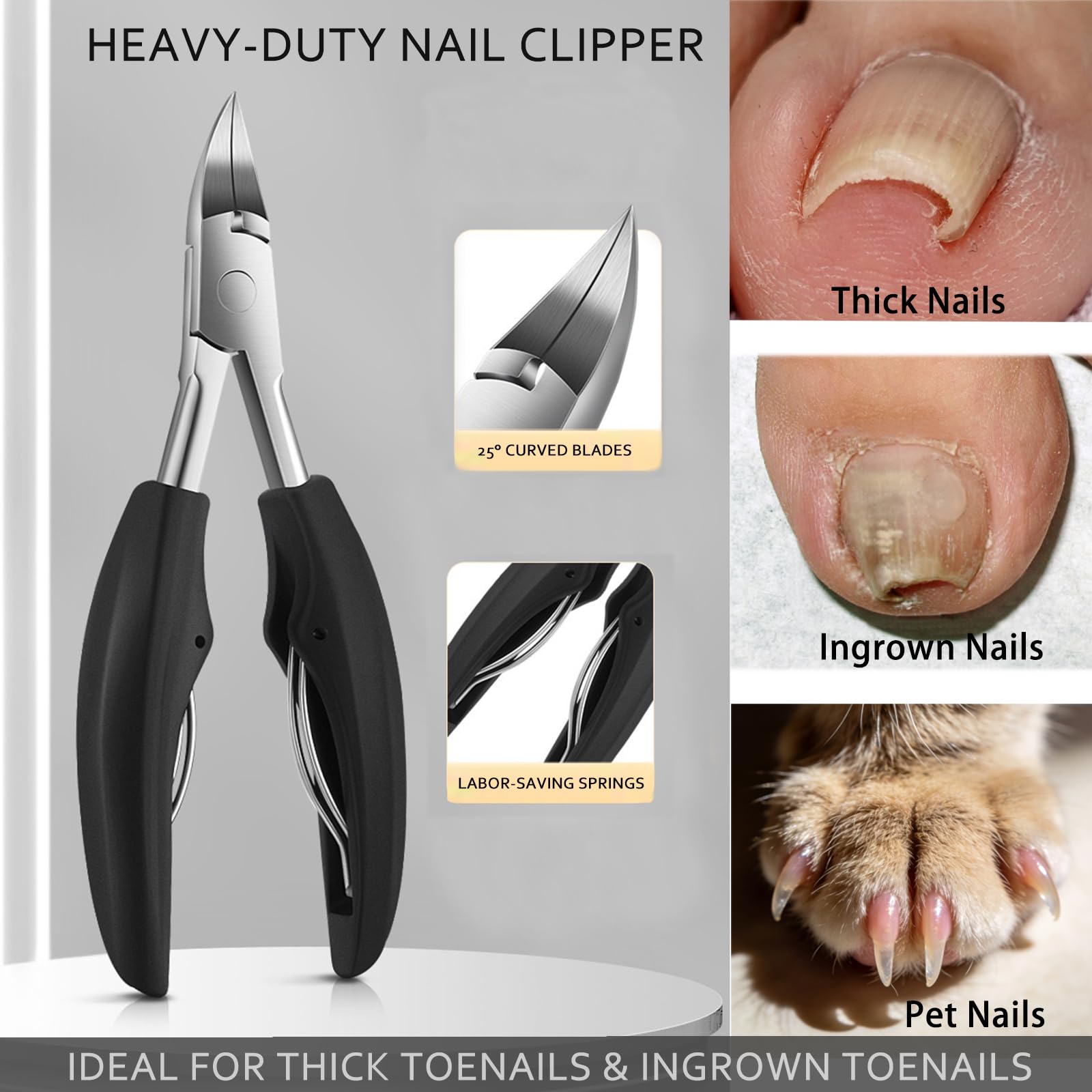 Cortador de uñas de los pies, cuchillo de pedicura para uñas encarnadas, cortador de uñas gruesas, kit de tratamiento de corrección de uñas de los pies, cuchillo de callos