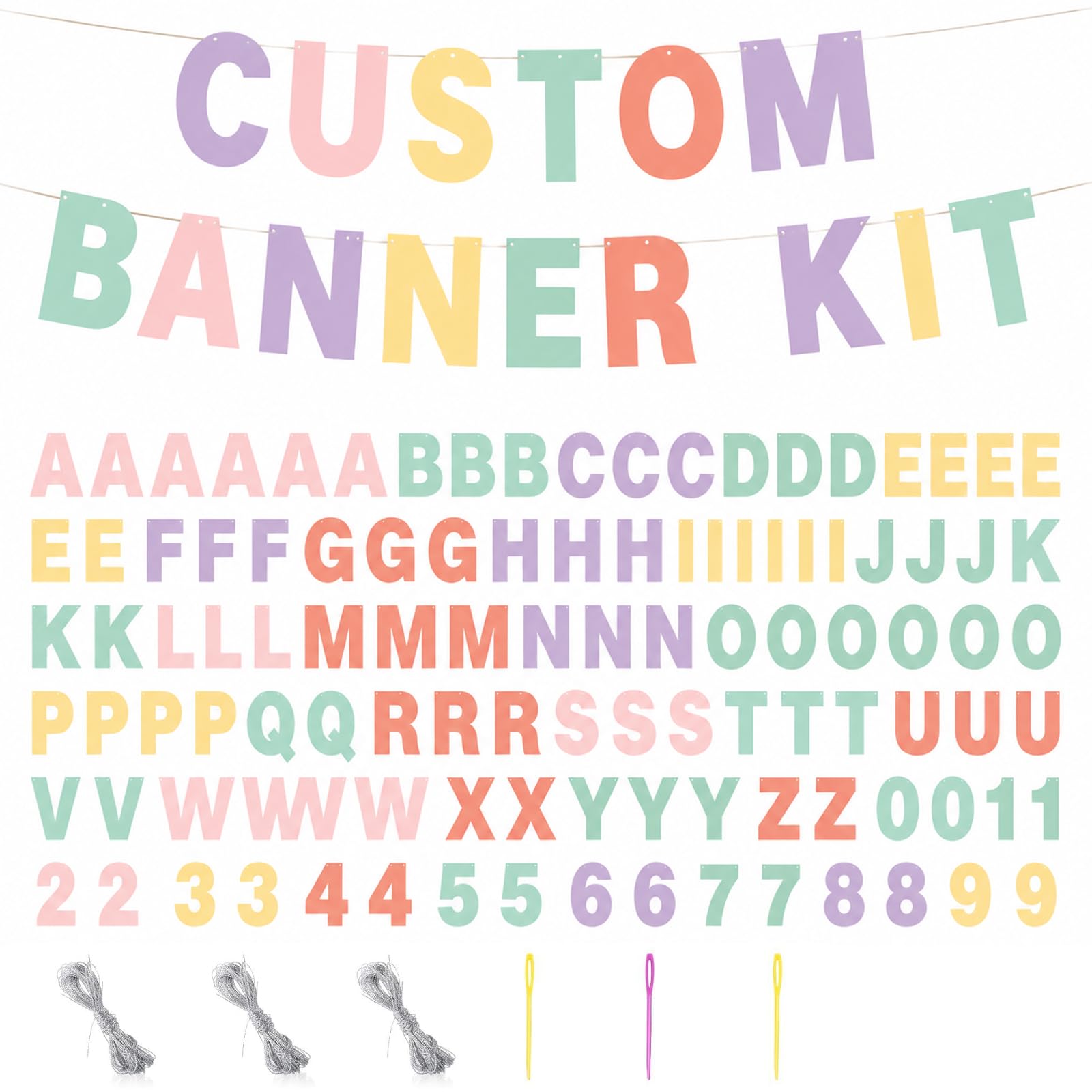 107Pcs Custom Banner Kit, DIY Personalized Banner with Glitter Letters for Birthday Wedding Engagement Graduation Baby Shower Bride to Be Christmas Party Decoration (Dreamy Candy Colors)