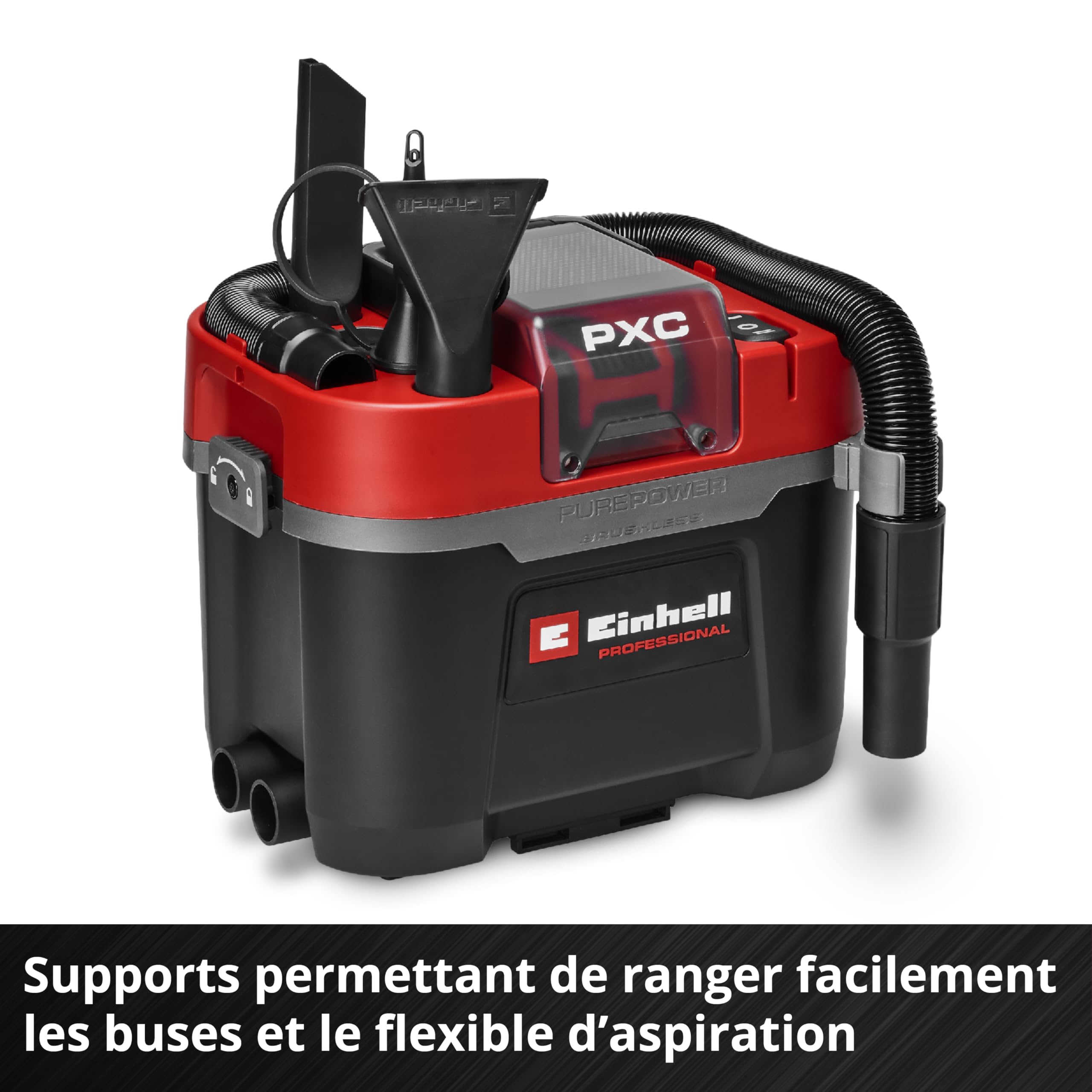 Einhell Professional Aspirateur eaux et poussières sans Fil TP-VC 18/10 Li BL L-Solo Power X-Change (18 V, Moteur brushless, cuve 10 L, 2 Modes d’Aspiration, Filtre à Plis et Buses, sans Batterie)