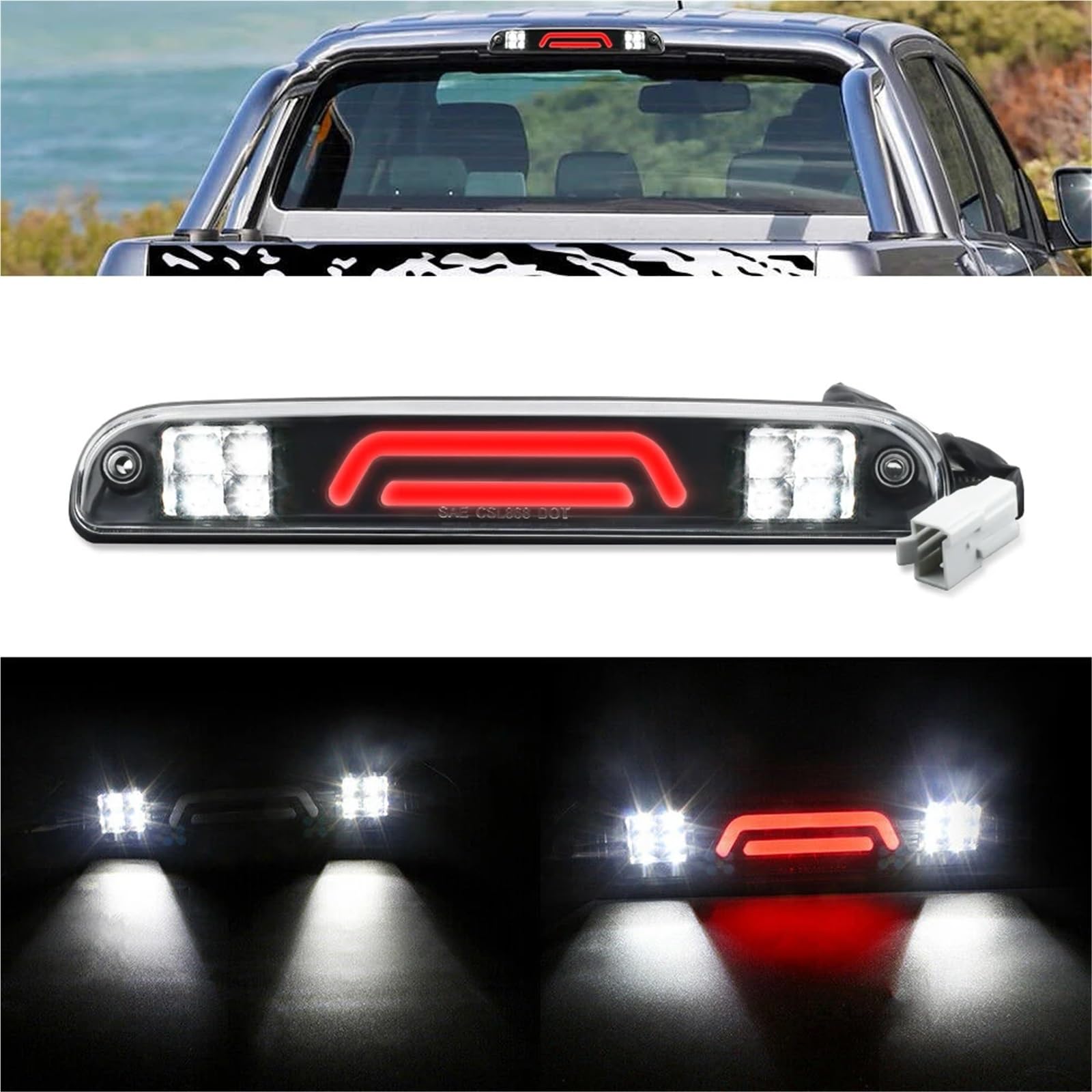 Lampada di Arresto Luci di Stop a LED per Il Terzo Stop, luci di Stop Alte Adatte per Ford Ranger Super Duty Cargo F250 F350 1999-2016 Luci Terzo Stop Auto