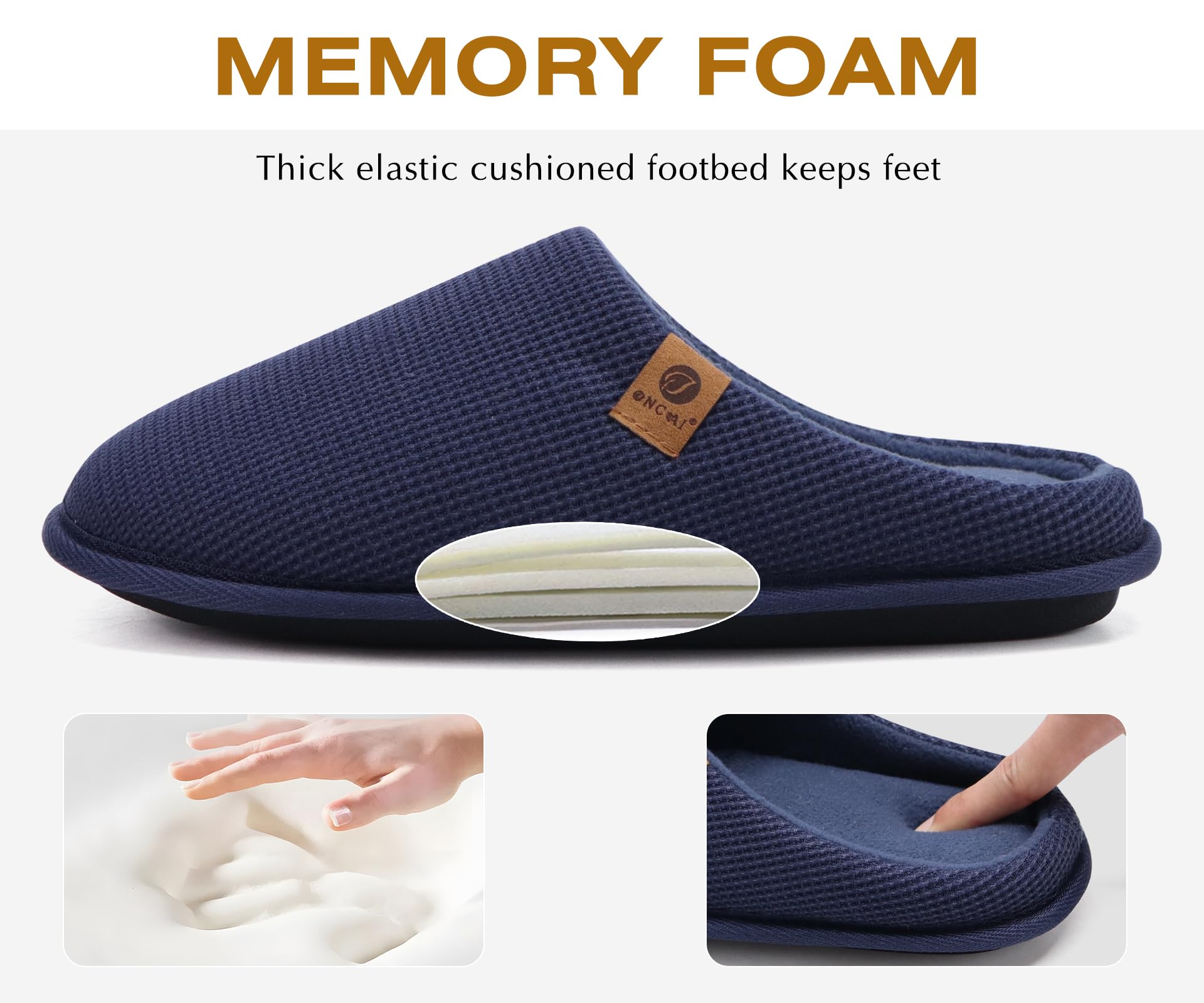 ONCAI Pantofole da Uomo Invernali Ciabatte da Casa con Memory Foam Calde Pelliccia Sintetica Cotone Scarpe Accogliente Antiscivolo Suola EU Dimensione 40-49