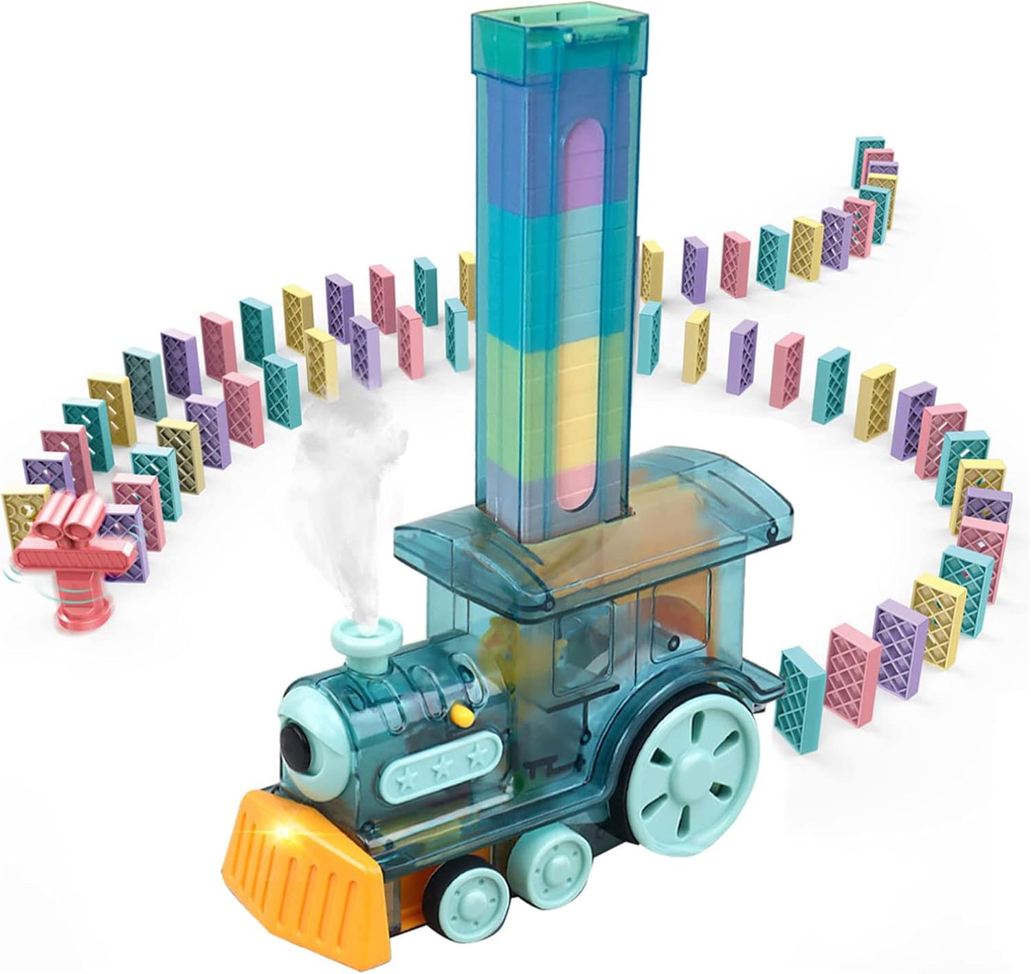 DIYARTS Domino Train Toy Set,Automatic Domino Laying Electric Train