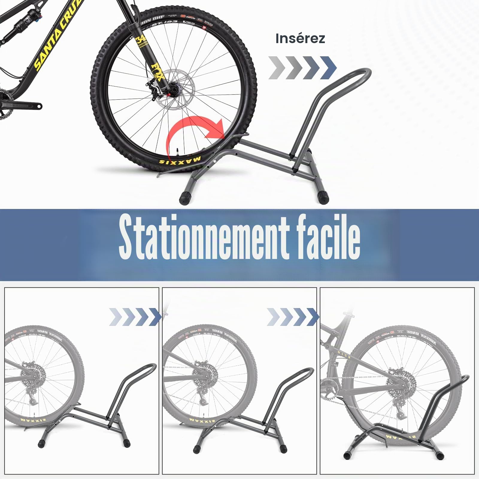 MEGHNA Béquille de vélo professionnelle au sol - Support autonome - Support de montage pour VTT, vélo de route, VTT - Noir