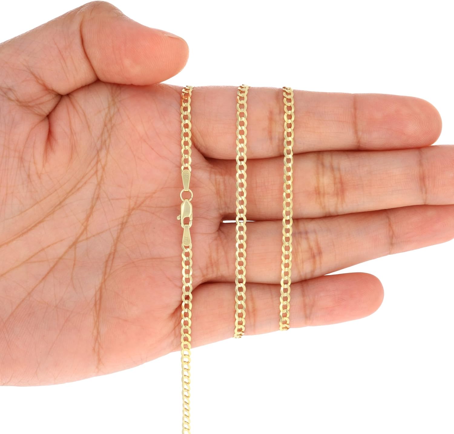 Nuragold 14k Real Yellow Gold Solid Cuban Curb Link 2.5mm Chain Necklace (16"-28") Italian Jewelry for Men & Women - Image 4