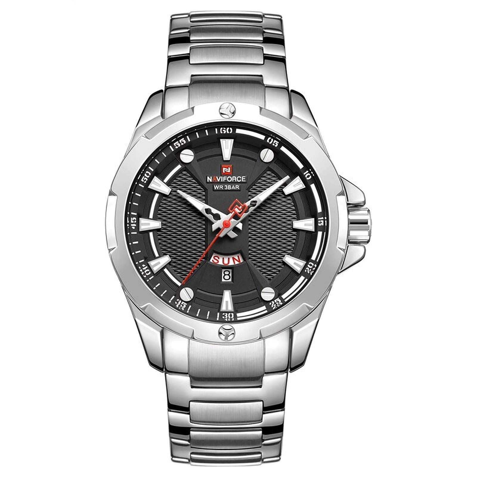 NAVIFORCE Fashion Mens Quartz Watches Luxury Brand Multi-Function dial Sport Watch Men Casual Waterproof Clock Relogio Masculino (NF9161-Silver) (B08NTCS58R) Amazon Price History, Amazon Price Tracker