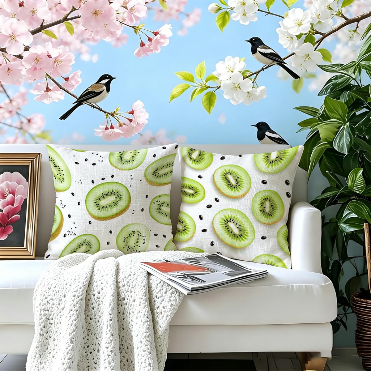 Federe per Cuscino, Cuscini per Divano 65x65cm Set di 2 verde kiwi