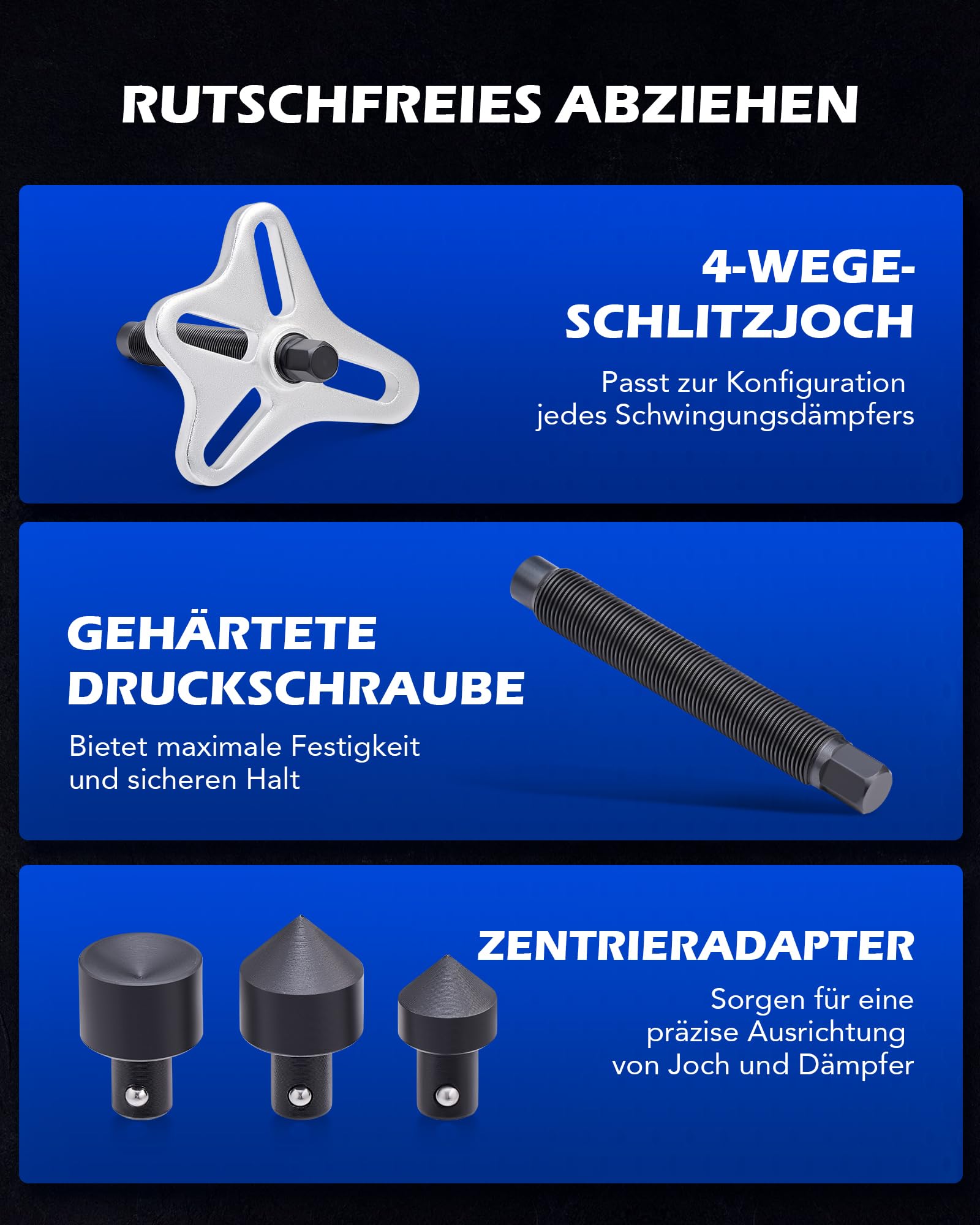Orion Motor Tech Polradabzieher Set 49-teilig, Abzieher für Harmonie-Balancer, Lenkrad und Kurbelwellen-Riemenscheibe, Antriebswellen Ausdrücker Kit für PKW und SUV