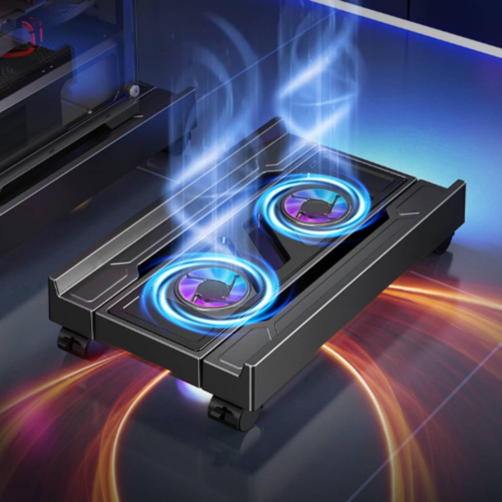 Soporte CPU con Ruedas Extensible Carrito Móvil Base para Jugadores, Profesionales