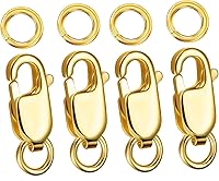 Vista 13 de Kcctoo Cierre de Garra de Langosta Plateado con Anillos de Salto Cerrados Cierres de Collar de Oro 14K para Fabricación de Joyas, Hecho en Italia 4