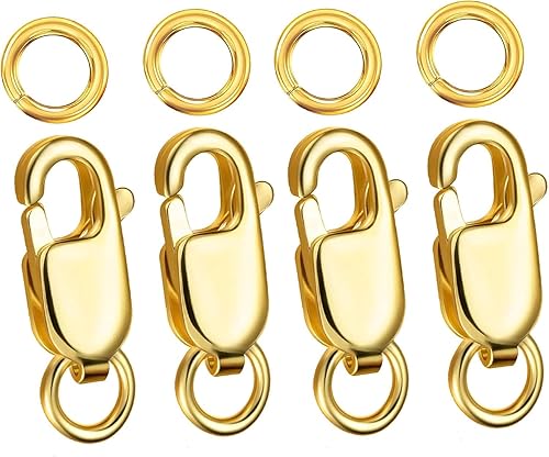 Miniatura 13 de Kcctoo Cierre de Garra de Langosta Plateado con Anillos de Salto Cerrados Cierres de Collar de Oro 14K para Fabricación de Joyas, Hecho en Italia 4