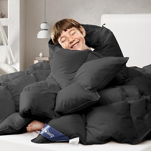 Miniatura 3 de Edredón de plumón de ganso tamaño King  Relleno de edredón de plumas esponjosas grises con pestañas, peso de relleno 780 para hotel de lujo (King