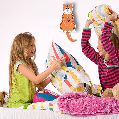 Miniatura 3 de Reloj de pared de dibujos animados para niños, silencioso, colgante con péndulo para habitaciones de niños, decoración perfecta para habitación y