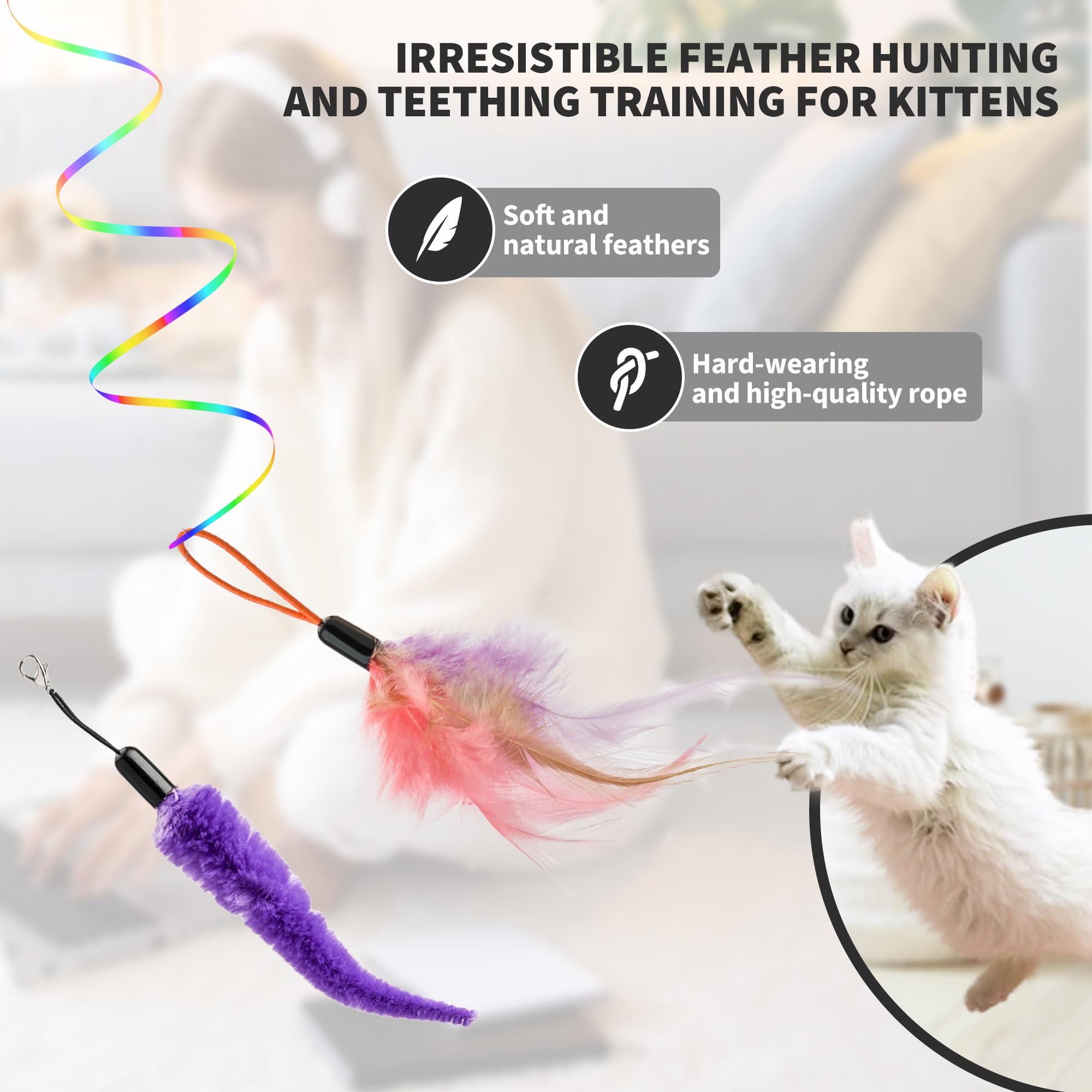 Jouets interactifs pour chats d'intérieur, jouets de stimulation d'enrichissement, jouet électrique à suspendre à la porte, jouet pour chaton, jouet automatique à plumes pour adultes et chatons
