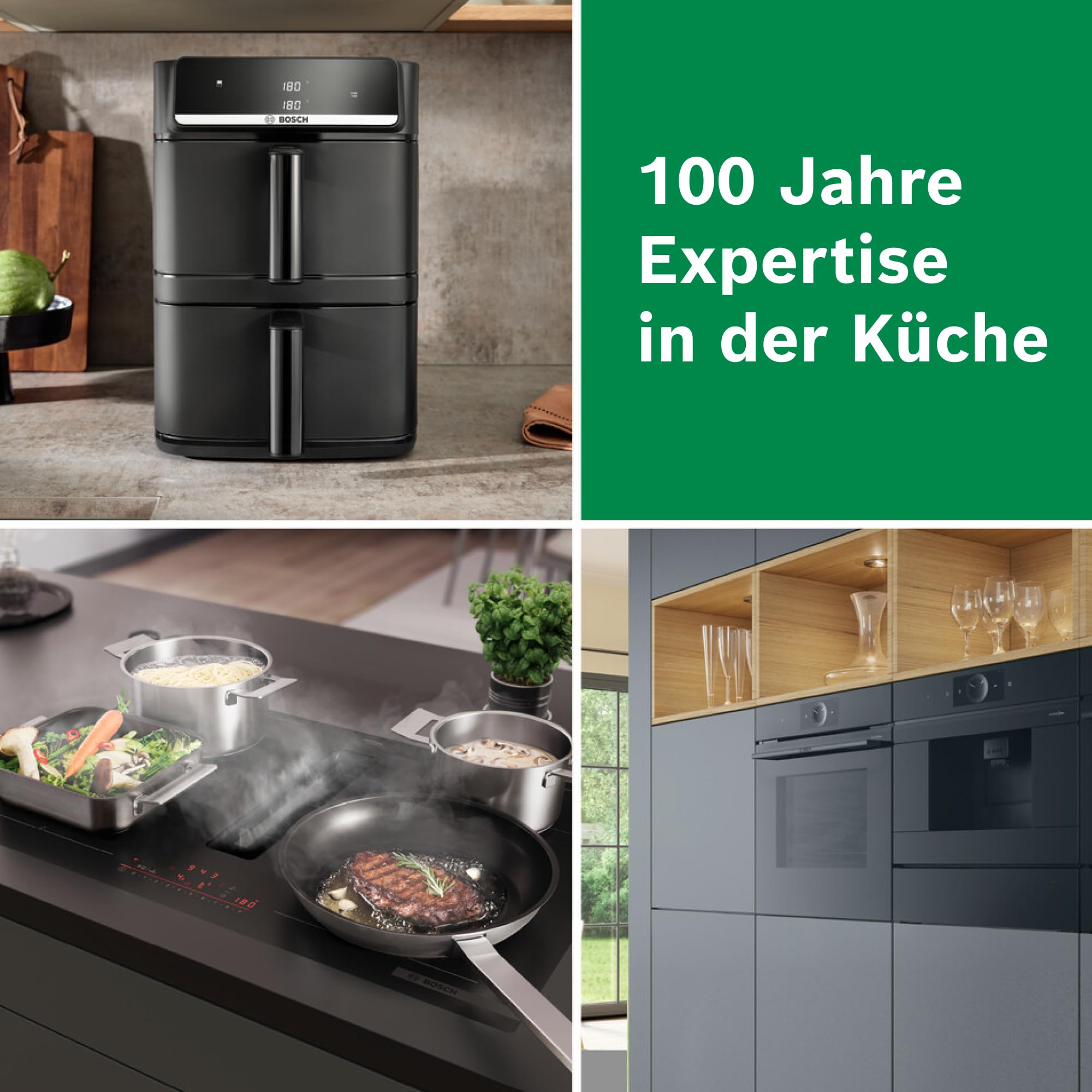 Bosch Serie 6 XXL Heißluftfritteuse, 12 L Doppelkammer, platzsparend, 6 Programme, PFAS frei, schwarz, AirFryer Serie 6, MAFD661B0
