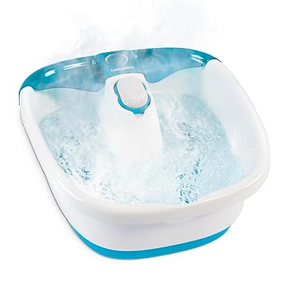 Homedics Bubble Mate Foot Spa, Toe Touch Controlled Foot Bath with Invigorating Bubbles and Splash Proof, Raised Massage nodes and Removable Pumice Stone
