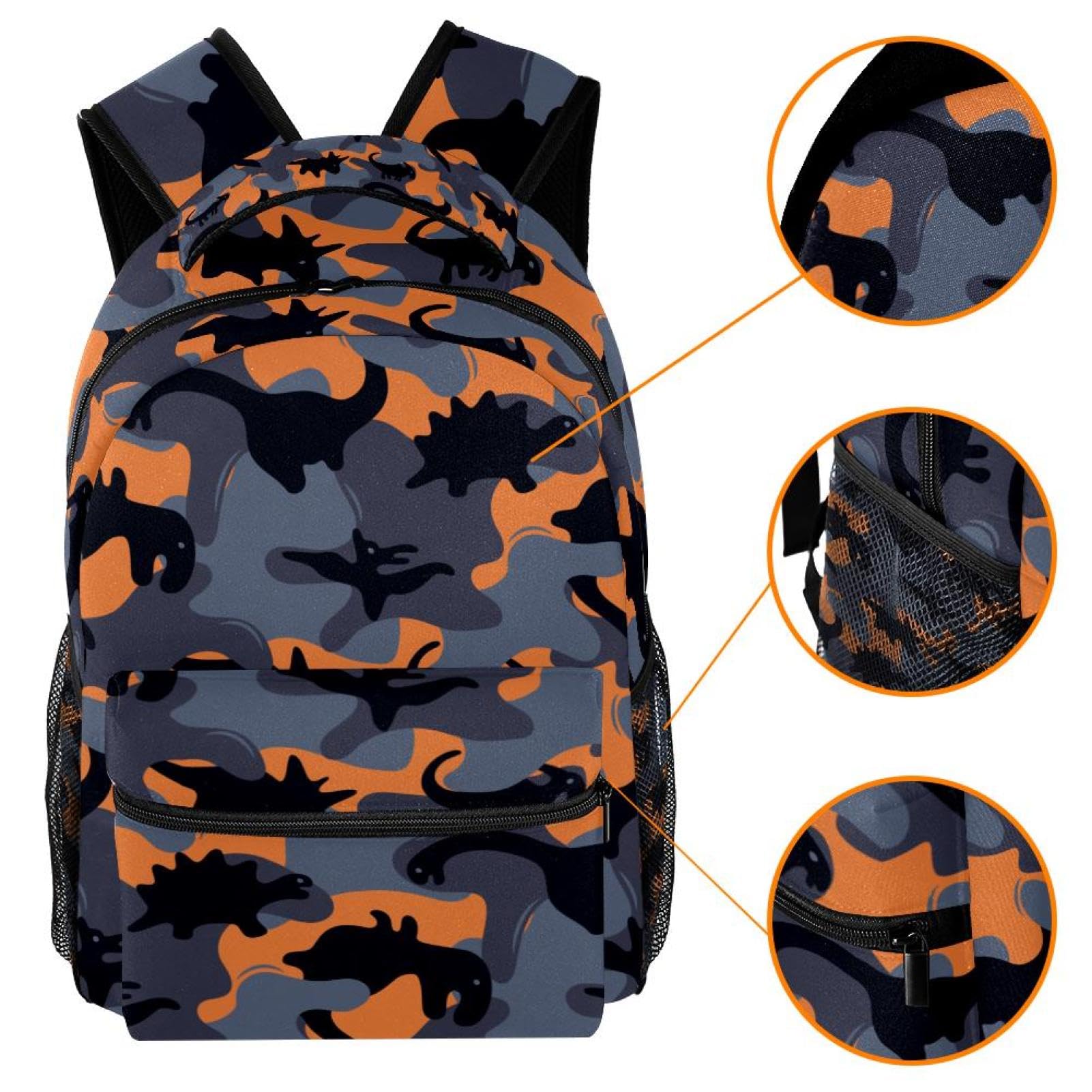 Zaino scolastico per uomini e donne, con motivo mimetico dinosauro, borsa per computer portatile, leggera, zaino casual per libri