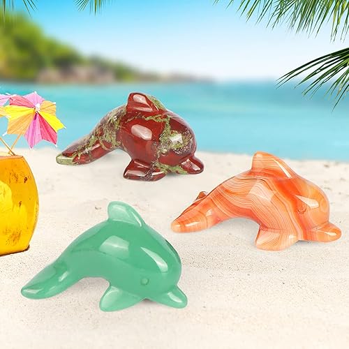 Miniatura 5 de Figura de delfín de cristal de cornalina de 2.5 pulgadas, coleccionables, regalos de delfines para mujeres, estatua de escultura de animales