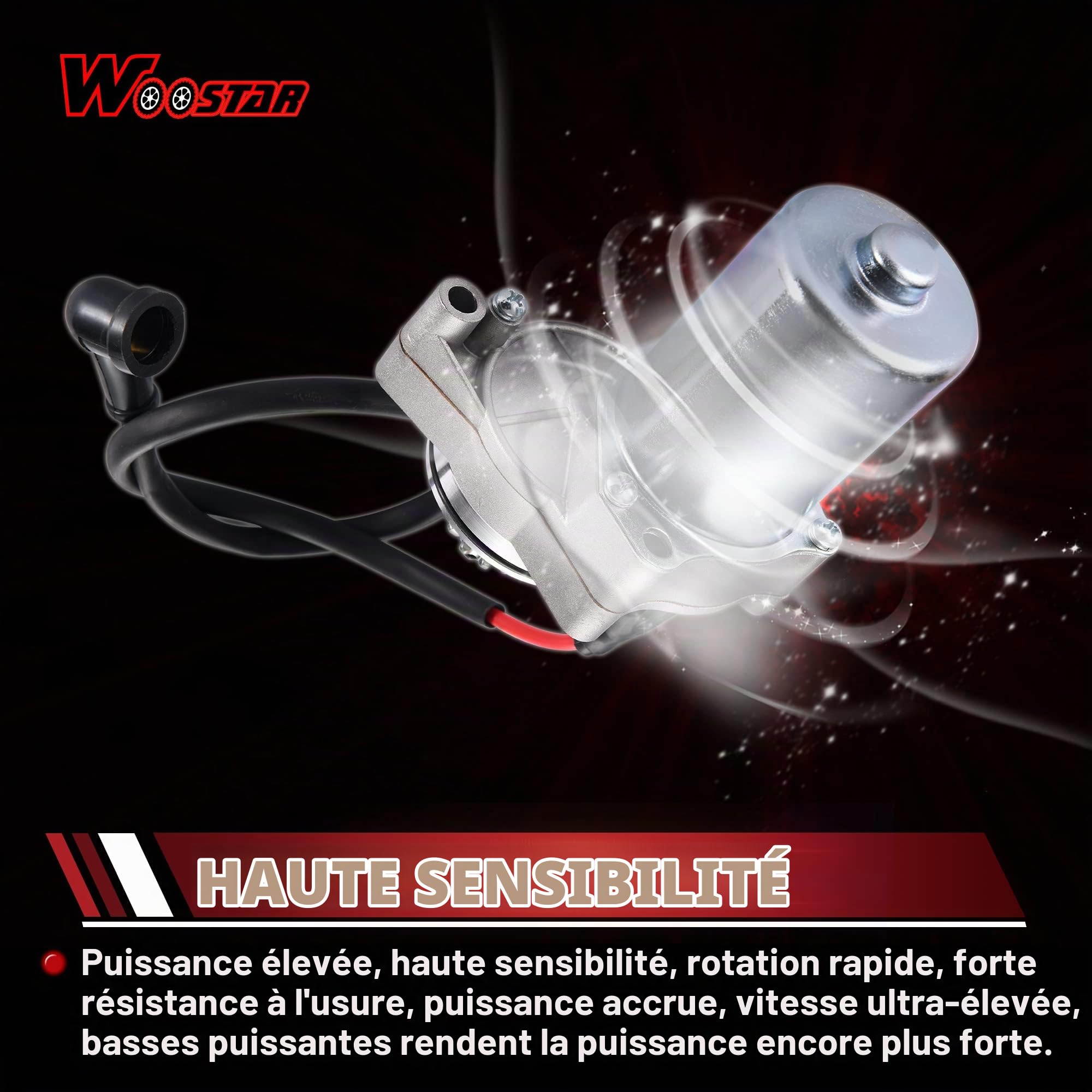 WOOSTAR Démarreur électrique Remplacement pour 50cc 70cc 90cc 110cc 125cc TaoTao Jetmoto Roketa Sunl Coolseter ATV Quad Dirt Bike Go Kart