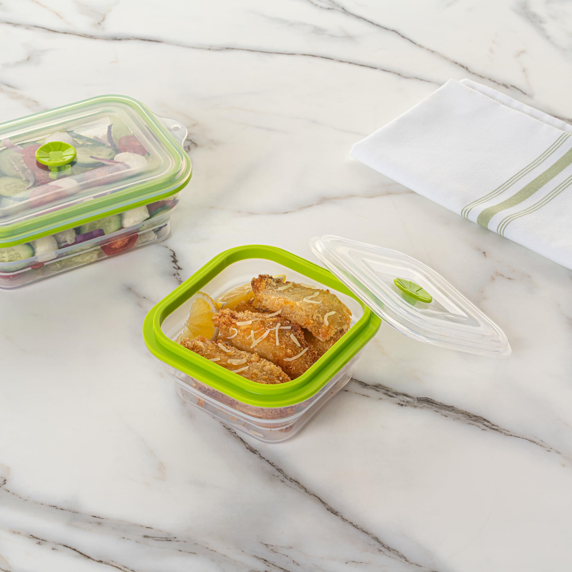 Restaurantware -Fresh Hero - Contenitori per alimenti da 470 ml, 20 contenitori ermetici per alimenti, resistenti e durevoli, in silicone, adatti al microonde, al congelamento, pieghevoli, lavabili in