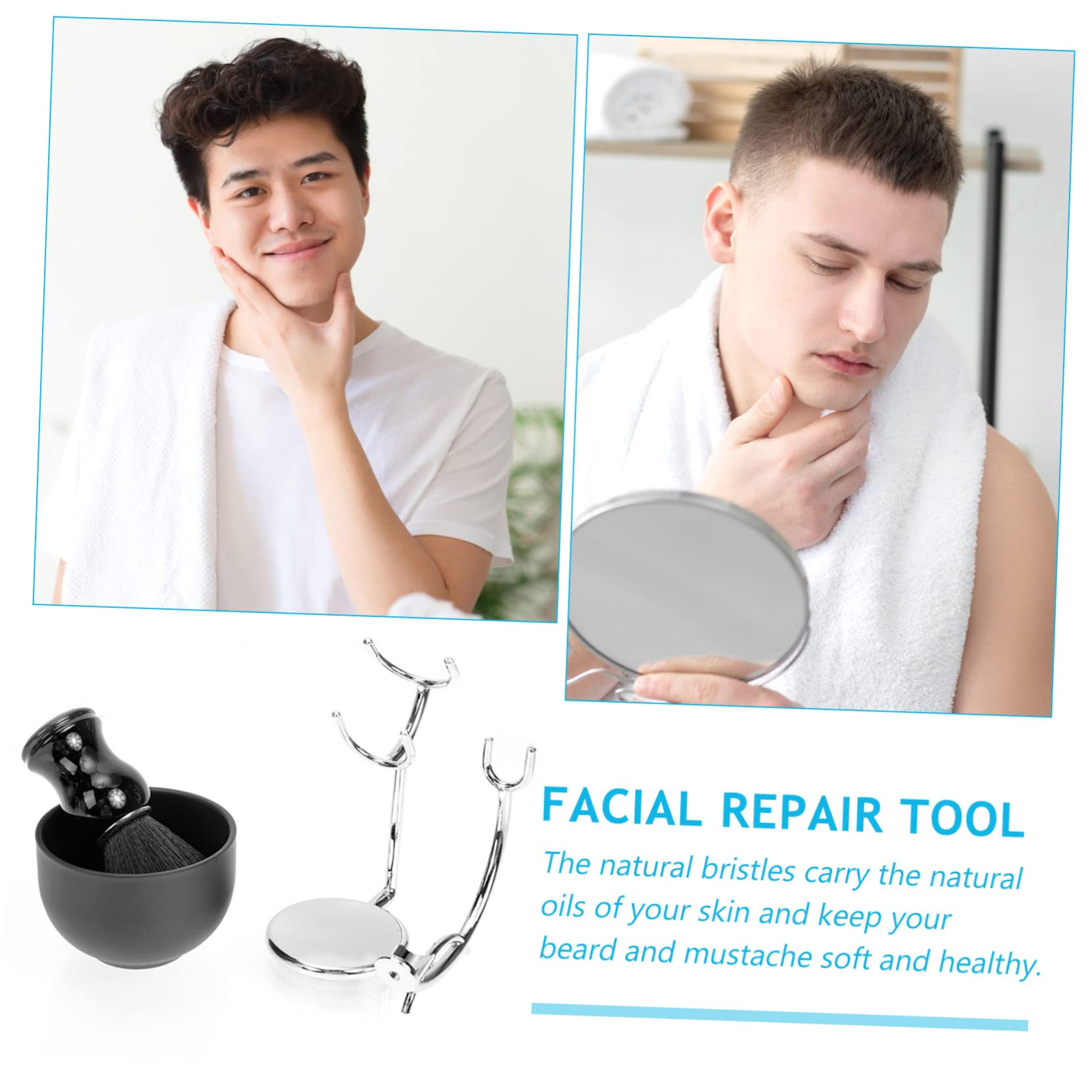 UKCOCO Pennello e Ciotola da Barba Kit da Barba per Uomo Supporto per Pennello da Ciotola per Baffi
