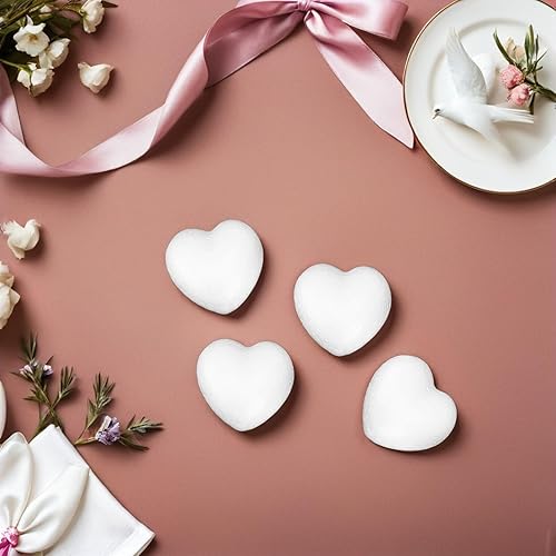 Miniatura 6 de Paquete de 20 corazones de espuma de poliestireno blanco – Espuma artesanal en forma de corazón para Navidad, boda, decoración del día de San