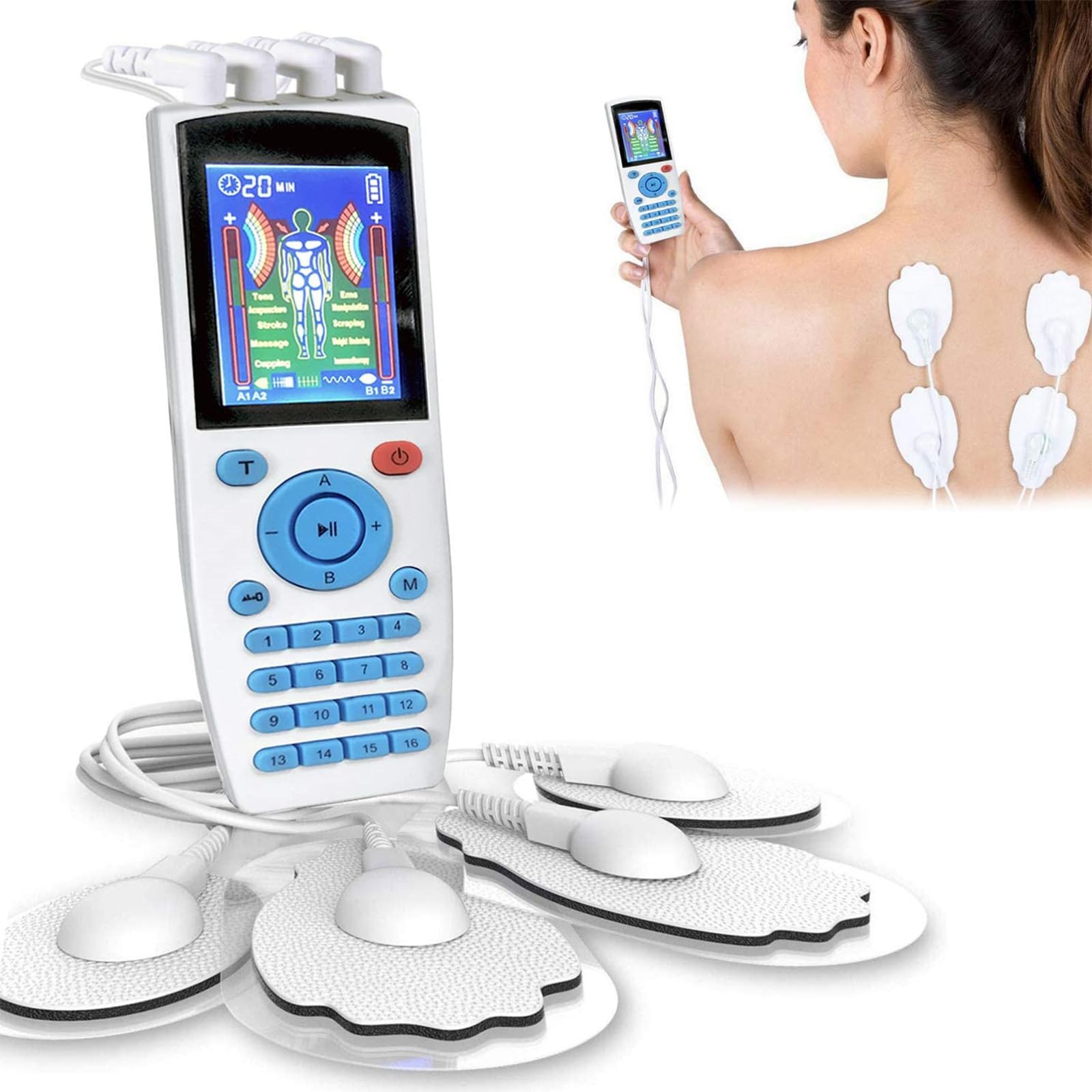 Stimolatore Muscolare Digitale, Macchina Per Stimolatore Muscolare Unitario Con Funzione Temporizzazione, 16 Modalità Di Massaggio E 20 Livelli Di Regolazione Dell'intensità, Per Uomini E Donne