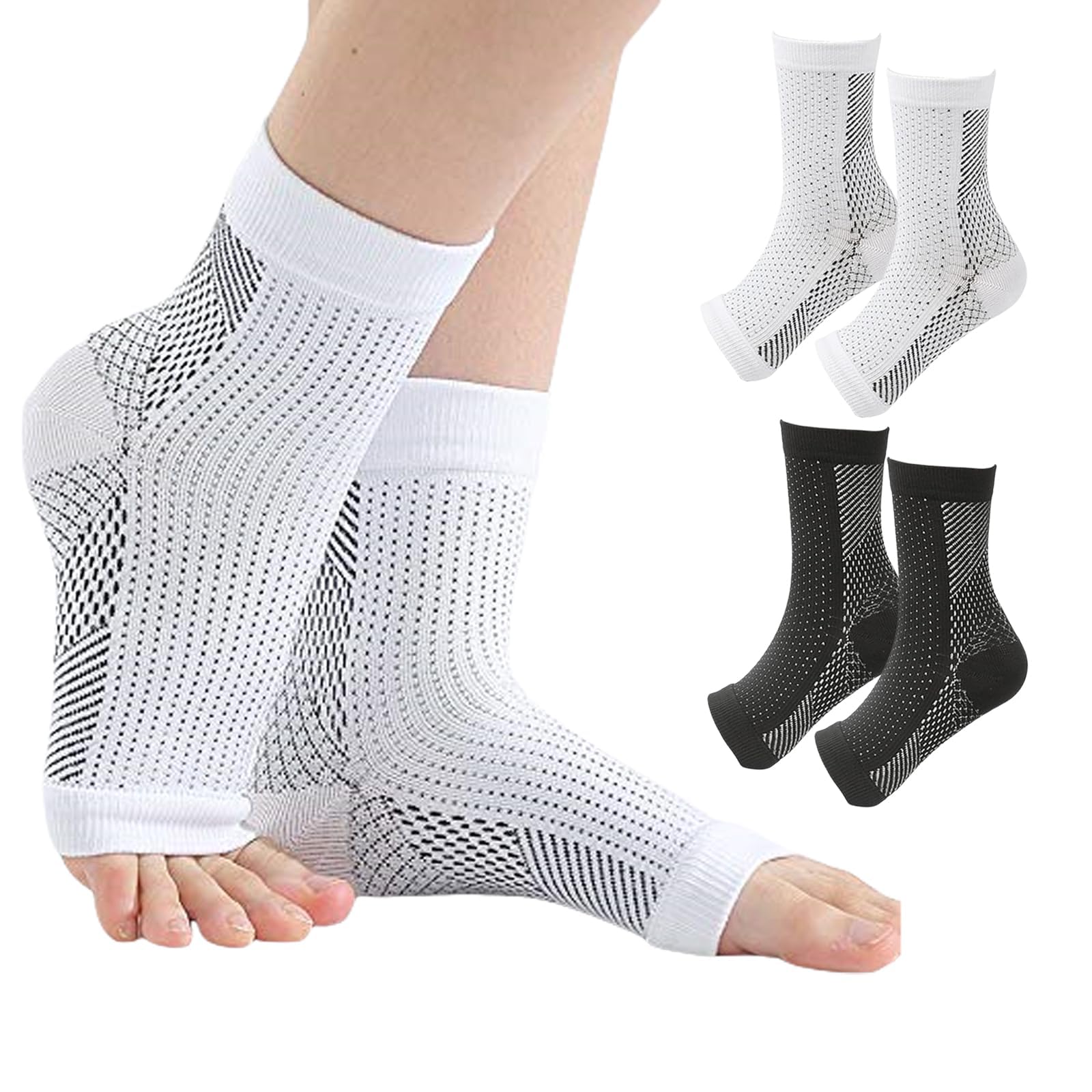 2 Pair Open Toe Neuropathy Pain Relief Socks, Compression Socks for Men, Pain Relief Socks Bamboo Compression Socks, Neuro Socks For Heel Pain Relief